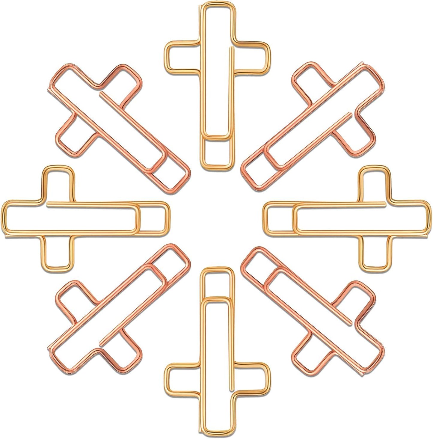 100 Pieces Cross Paper Clips with Clear Plastic Box Gold and Rose Gold Color Cute Paperclips Christian Journaling Supplies Metal Clamps Bible Study Gifts for Bookmark Office Document Note