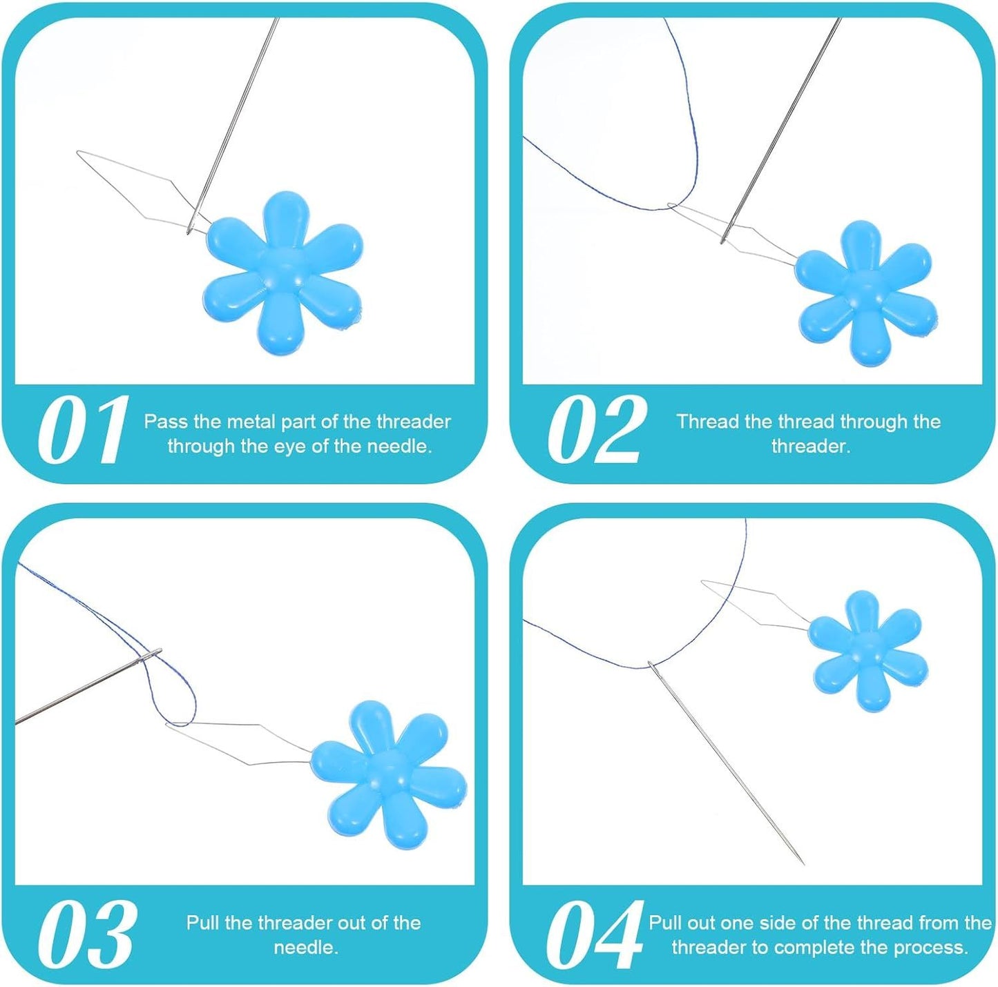 100 PCS Flower Shaped Needle Threaders for Sewing, Multicolor Embroidery Threader, Flower Head Needle Threader for Cross Stitch Sewing Quilting Embroidery Craft