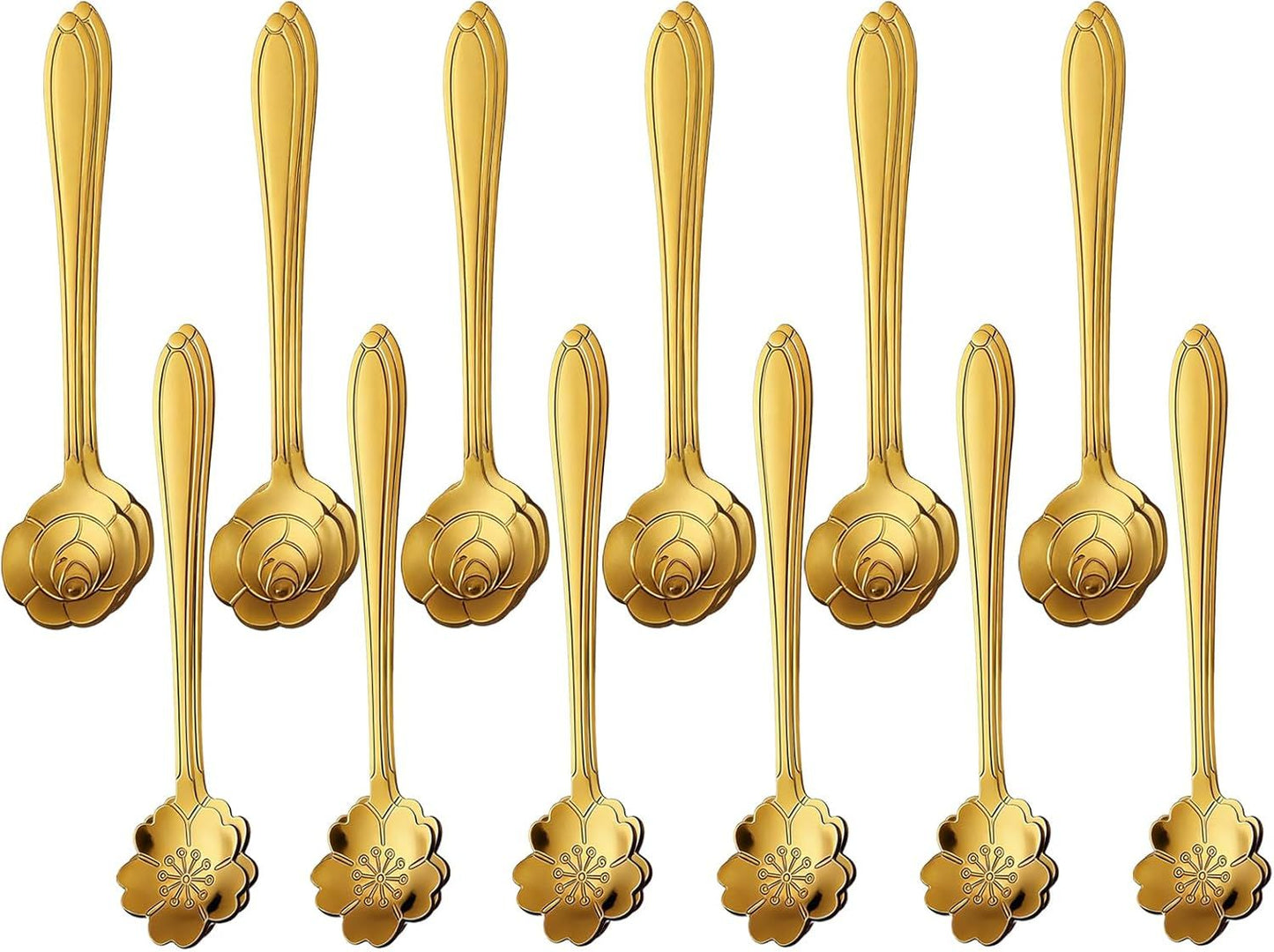 24PCS Gold Coffee Espresso Spoons, 5 Inch Stainless Steel Small Spoon for Dessert, Tea, Demitasse Stirring, Soup, Kitchen, Cafe or Bar