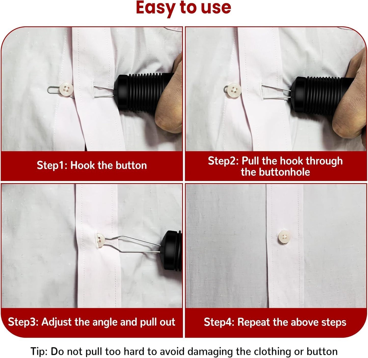 Button Hook with Zipper Pull, Button Assist Tool, Button Hook for Seniors, Disabled, Limited Hand Mobility, One Handed Button Helper Tool, Gifts for People with Disabilities, Easy to Use