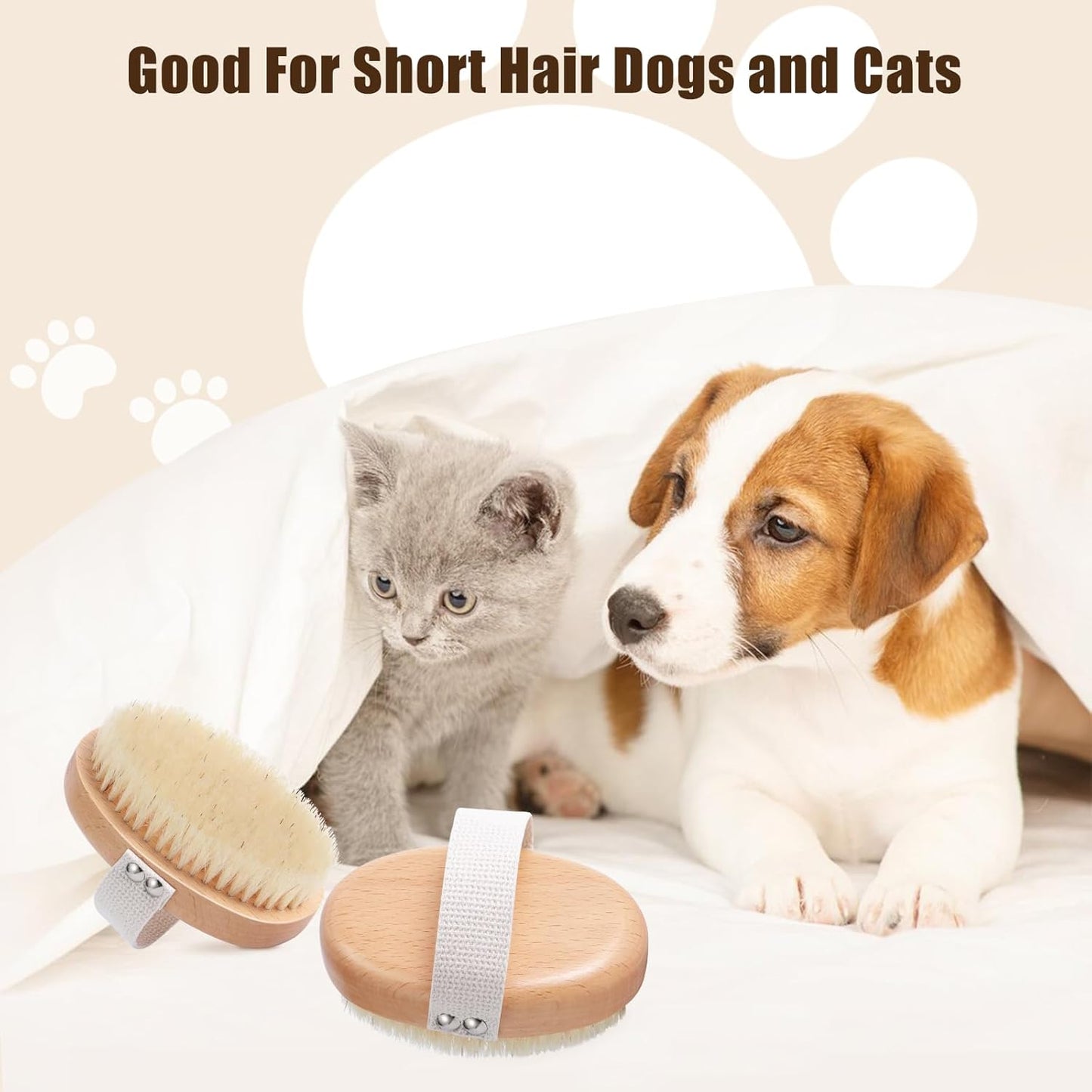 Soft Boar Bristle Pet Palm Brush for Short Haired Dogs and Cats with Band, Reduce Shedding, Ergonomic Dog Brush, Easy to Hold and Reduces Stress On Your Wrist | Ideal for Daily Grooming