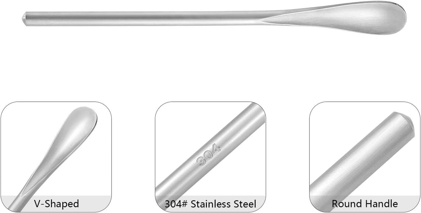 5Inch/12.8cm Coffee Stirrers Spoon,Silver Stainless Steel 304# Coffee Stir Sticks,Round Solid Handle Cocktail Beverage Iced Tea Stirring Stick,Drink Mixing Spoon,Set of 4