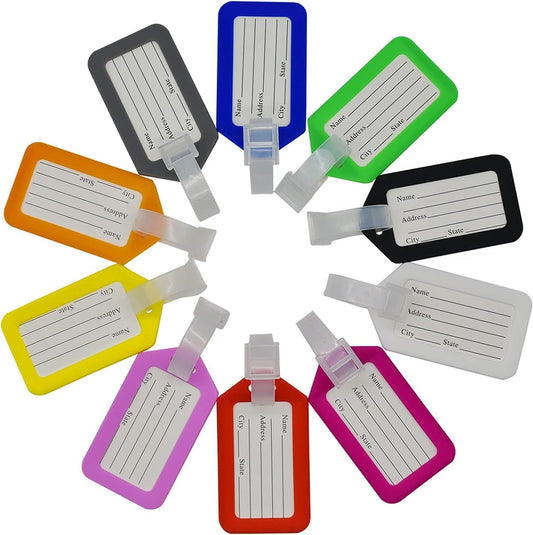 30 PCS Luggage Tags Multicolor Suitcase ID Labels Bag Name Tag 10 Colors Travel Accessories