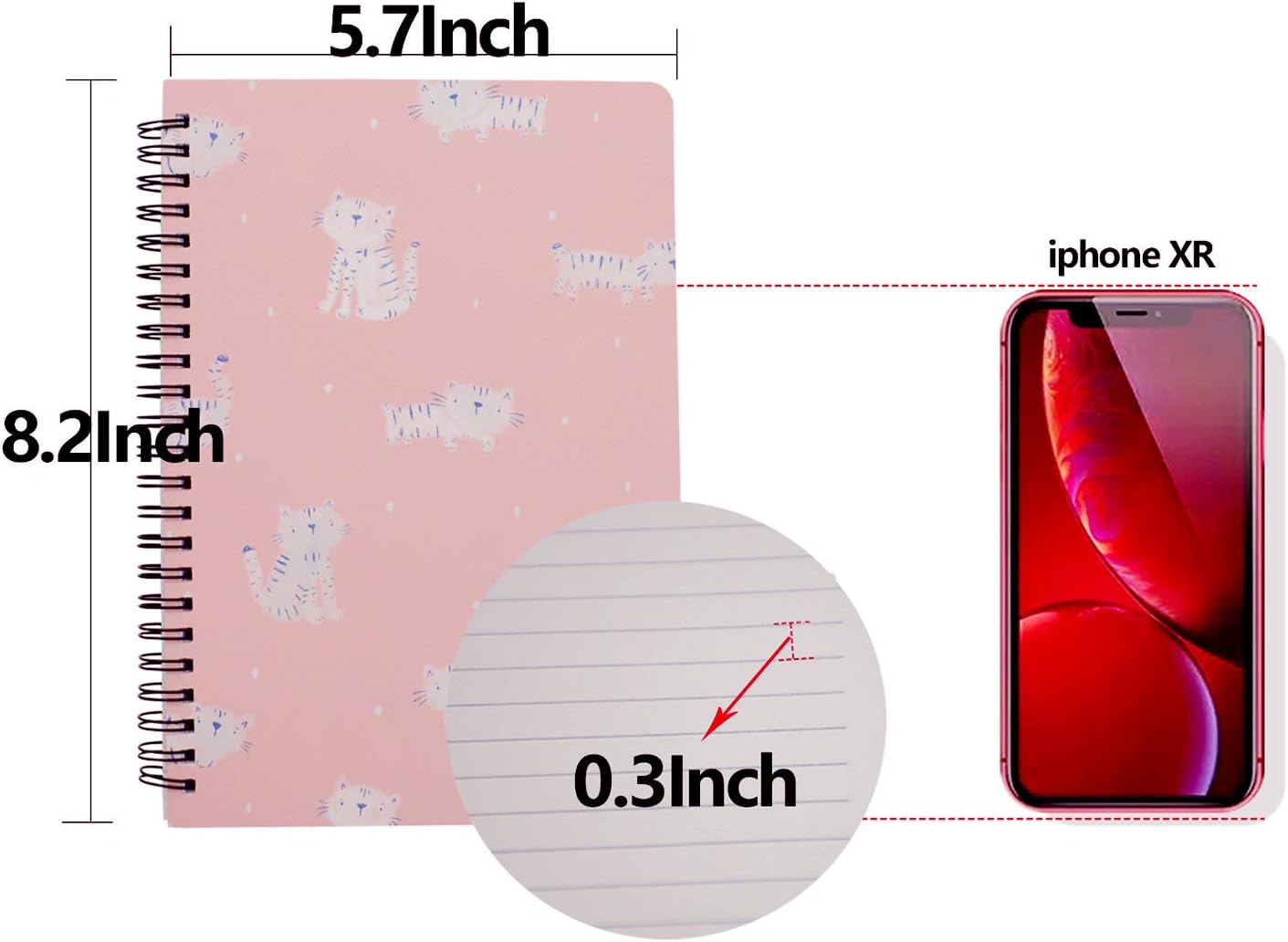 Yansanido 4 Pack (A5) Spiral Notebooks Journal Hardcover Planner 8.26 x 5.9 Inch 160 Pages Ruled Lined Notebook White Paper for Students Office School Supplies (style 4- animal 4 pack, A5)