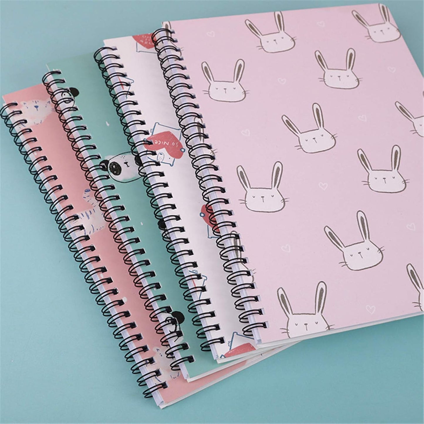 Yansanido 4 Pack (A5) Spiral Notebooks Journal Hardcover Planner 8.26 x 5.9 Inch 160 Pages Ruled Lined Notebook White Paper for Students Office School Supplies (style 4- animal 4 pack, A5)