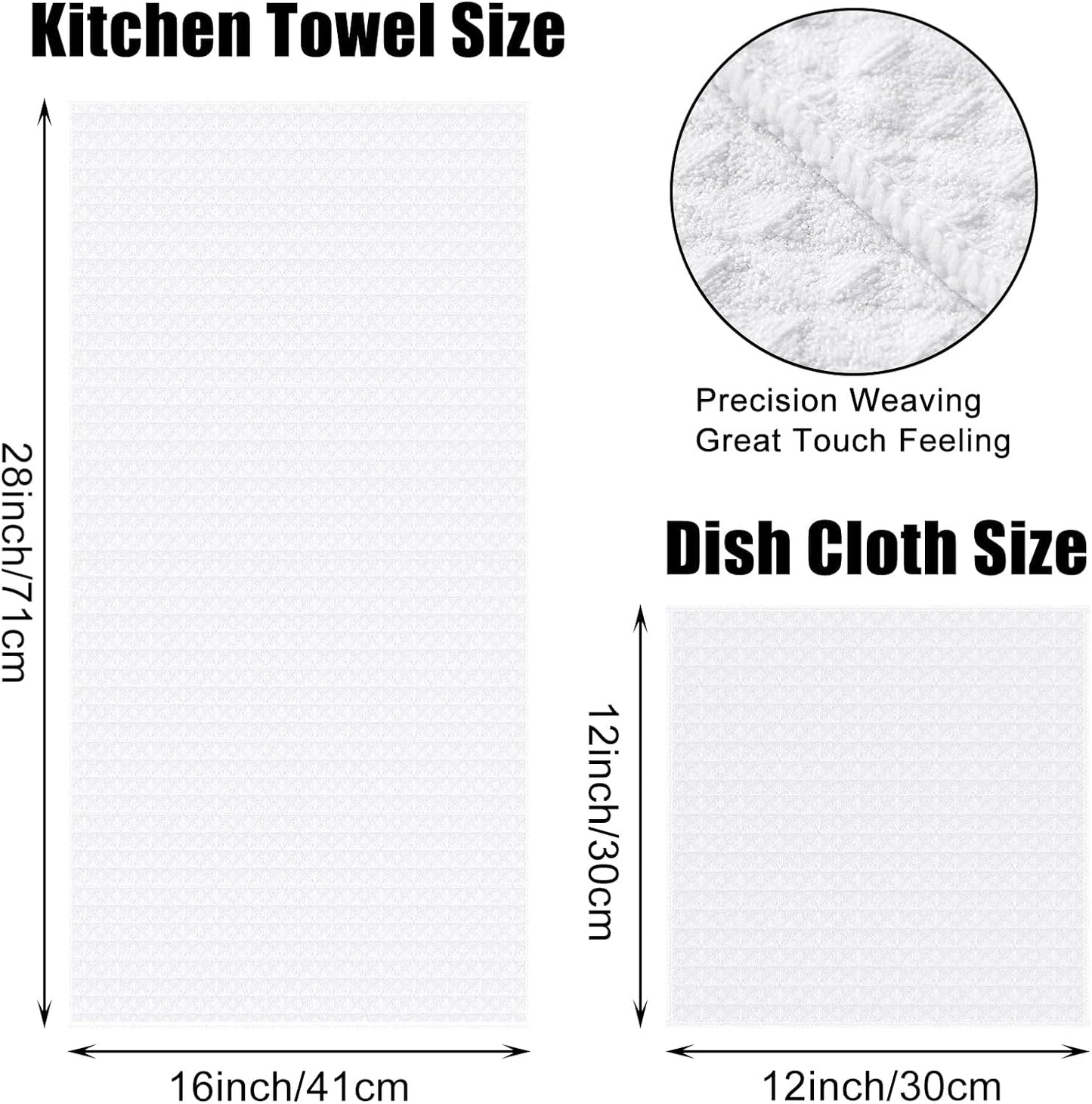 Homaxy Microfiber Waffle Weave Towels Set, 16 x 28 Inch and 12 x 12 Inch and 100% Cotton Waffle Weave Kitchen Dish Cloths