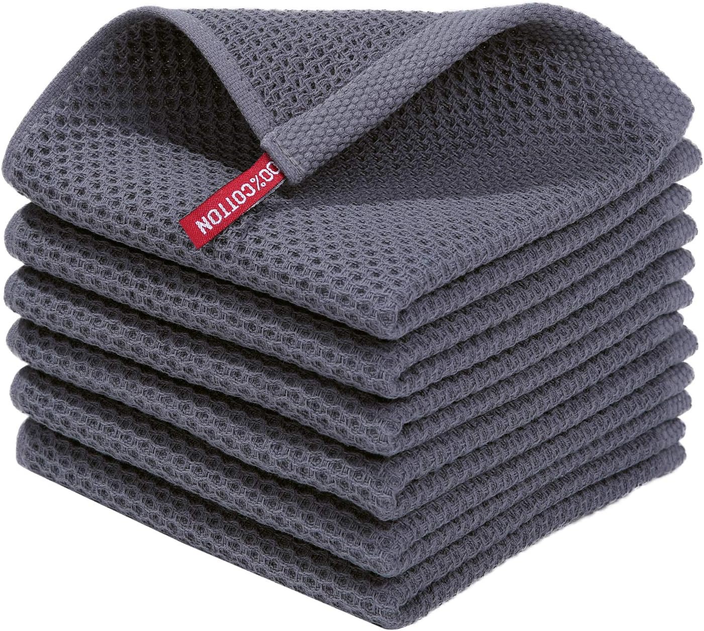 Homaxy Microfiber Waffle Weave Towels Set, 16 x 28 Inch and 12 x 12 Inch and 100% Cotton Waffle Weave Kitchen Dish Cloths