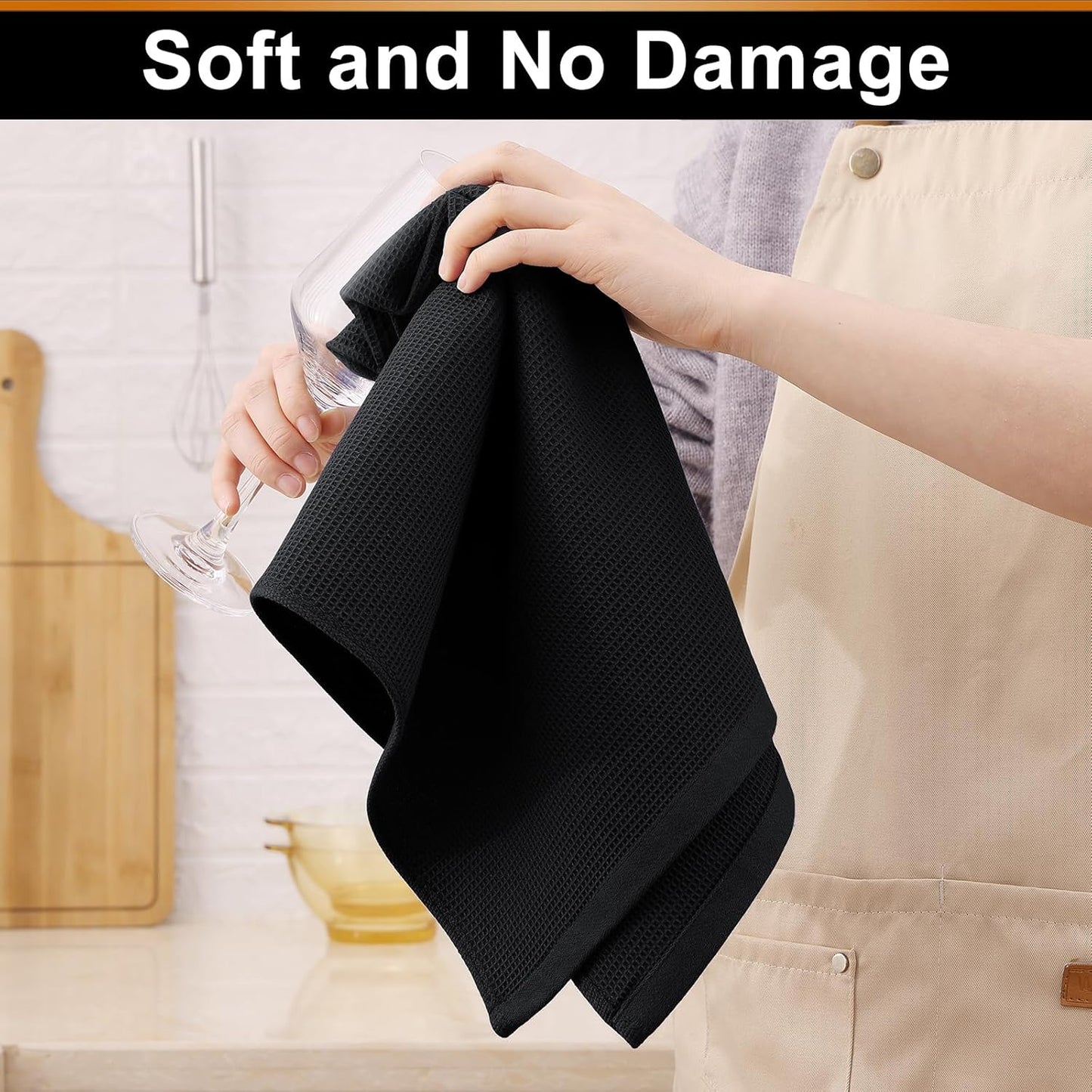 Homaxy 100% Cotton Waffle Weave Kitchen Towels - 4 Pack Soft and Absorbent Dish Towels - 16 x 26 Inches Quick Dry Hand Towels and 100% Cotton Kitchen Towels Set(12 x 12 & 15 x 25 Inches)