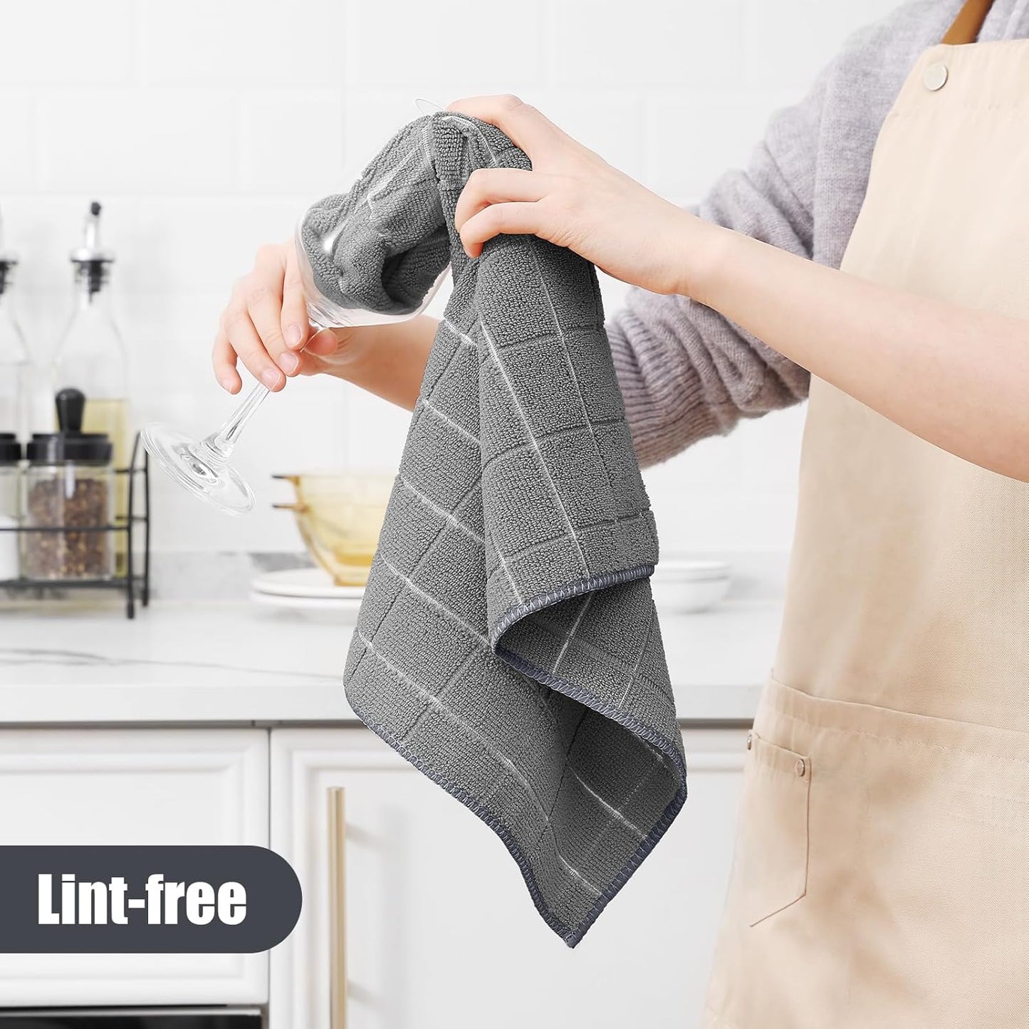 Homaxy Microfiber Kitchen Towels and Dishcloths Set 28 x 16 Inch & 12 x 12 Inch with 100% Cotton Waffle Weave Kitchen Dish Cloths 12 x 12 Inches