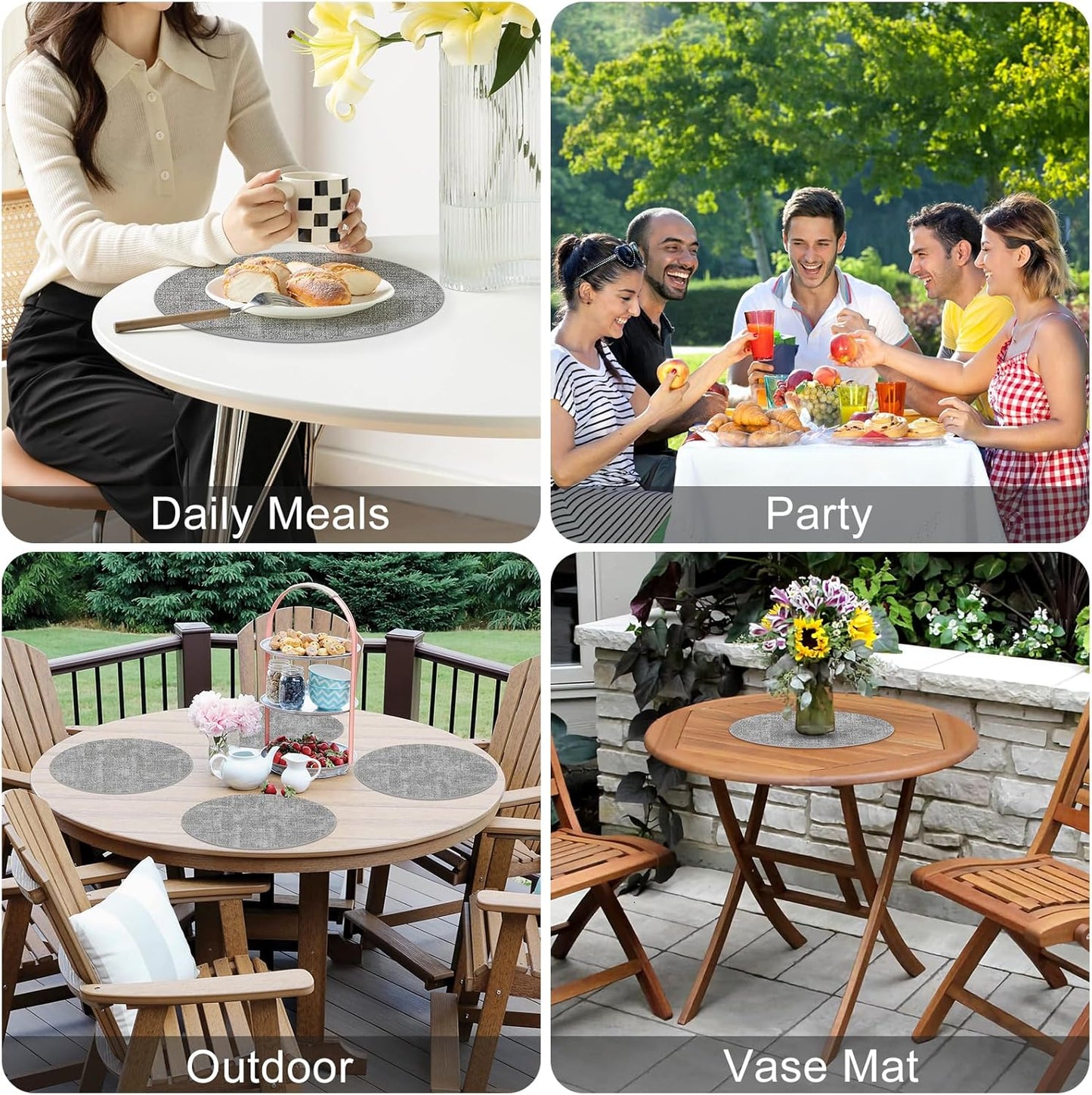 Homaxy Faux Leather Heat Resistant Placemats, 11.8" x 17" Retangle Table Mats with Diameter 13 and 3 Placemats and Coasters.93 inch