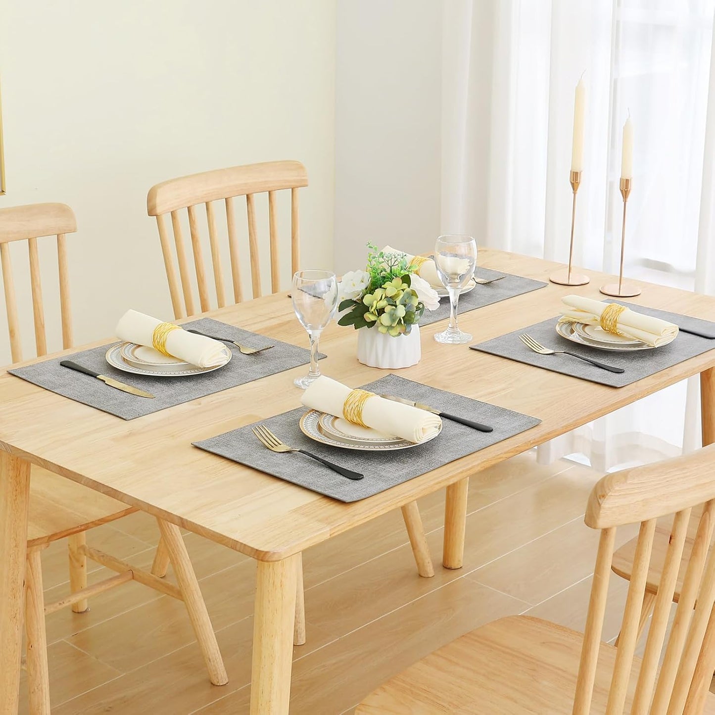 Homaxy Faux Leather Heat Resistant Placemats, 11.8" x 17" Retangle Table Mats with Diameter 13 and 3 Placemats and Coasters.93 inch