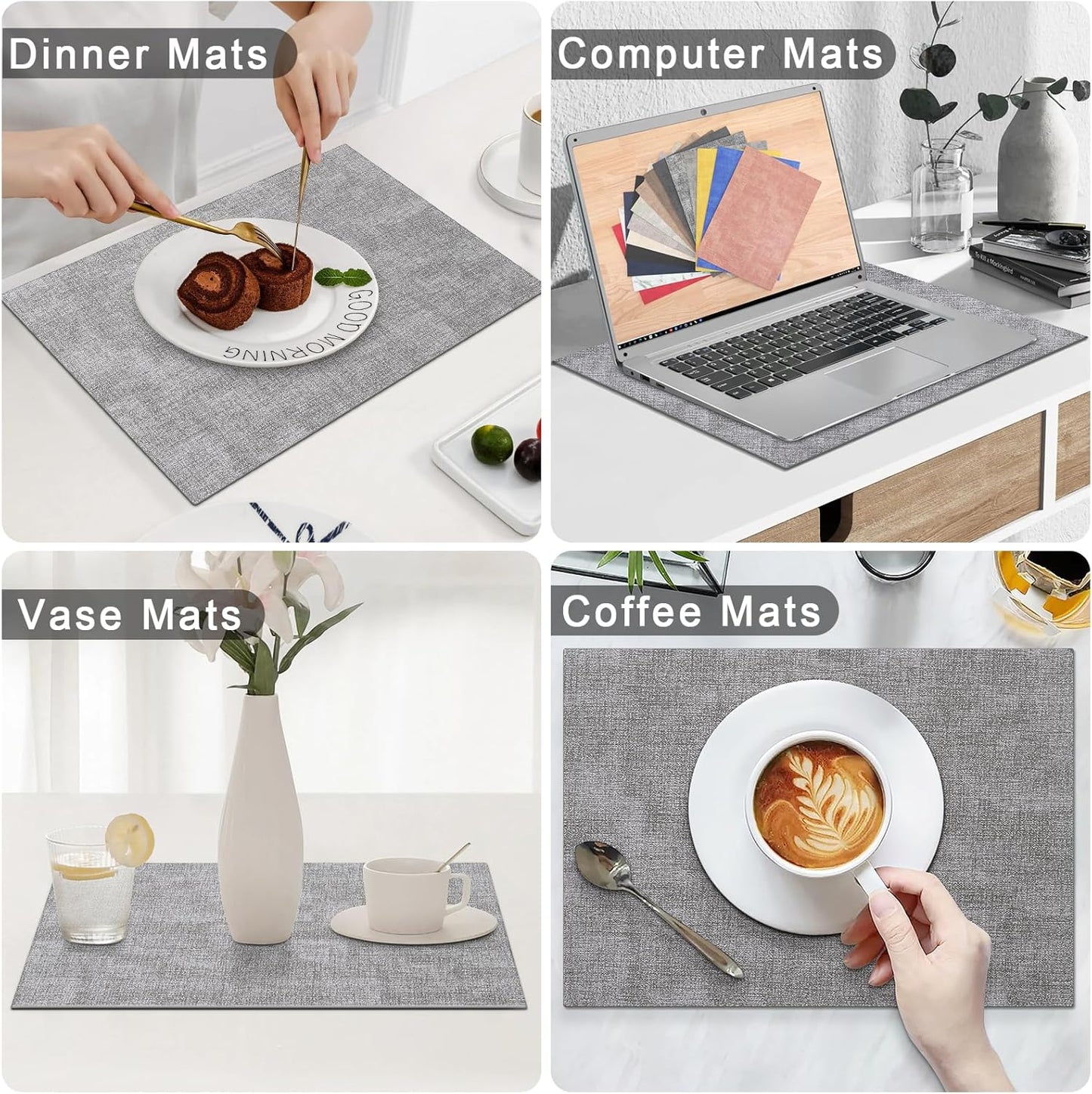Homaxy Faux Leather Heat Resistant Placemats, 11.8" x 17" Retangle Table Mats with Diameter 13 and 3 Placemats and Coasters.93 inch