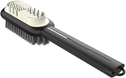 2 in 1 Scrub Suede Shoe Brush, Rubber Polish Eraser with Soft Bristle Brush for Suede Cleaner and Nubuck Brush (Black)