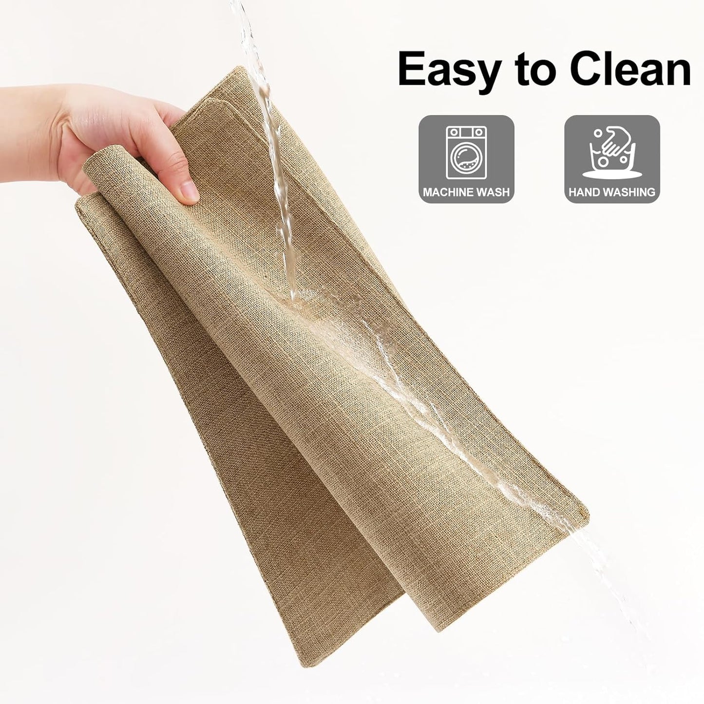 Homaxy Cloths Placemats for Dining Table Set of 6(13" x 19", Flaxen), Heat Resistant Washable Cotton Linen Blend Table Mats and Terry Kitchen Towels(15" x 25", 6 Pack, Dark Grey)