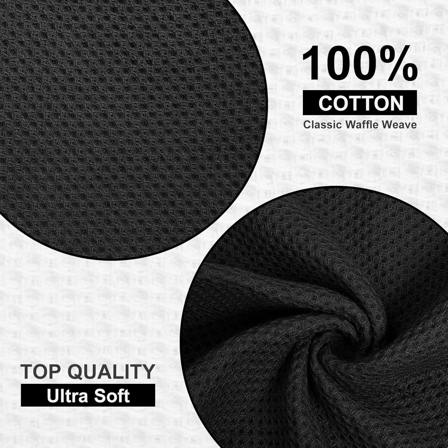 Homaxy 100% Cotton Dish Cloths, 8 Pack - 12 x 12 Inches, Waffle Weave Super Soft and Terry Kitchen Towels(15" x 25", 6 Pack, Dark Grey)