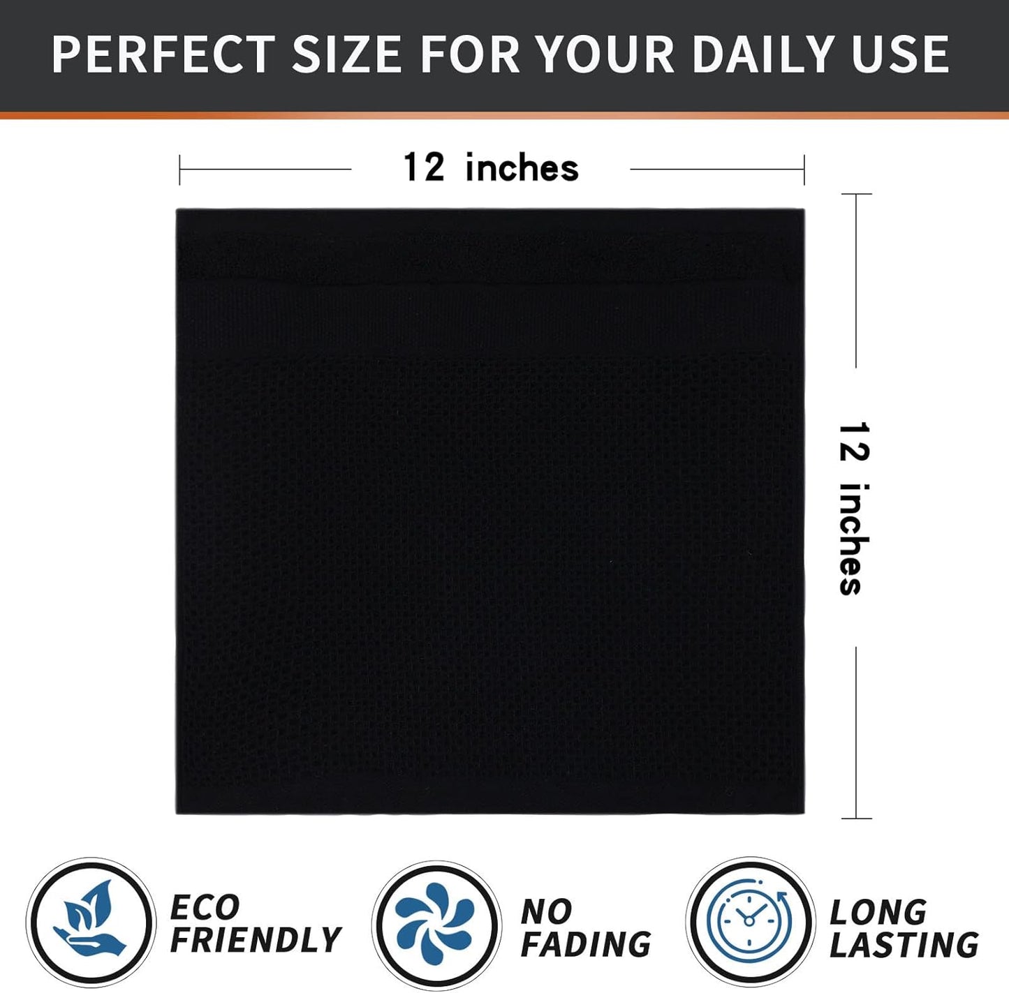 Homaxy 100% Cotton Dish Cloths, 8 Pack - 12 x 12 Inches, Waffle Weave Super Soft and Terry Kitchen Towels(15" x 25", 6 Pack, Dark Grey)