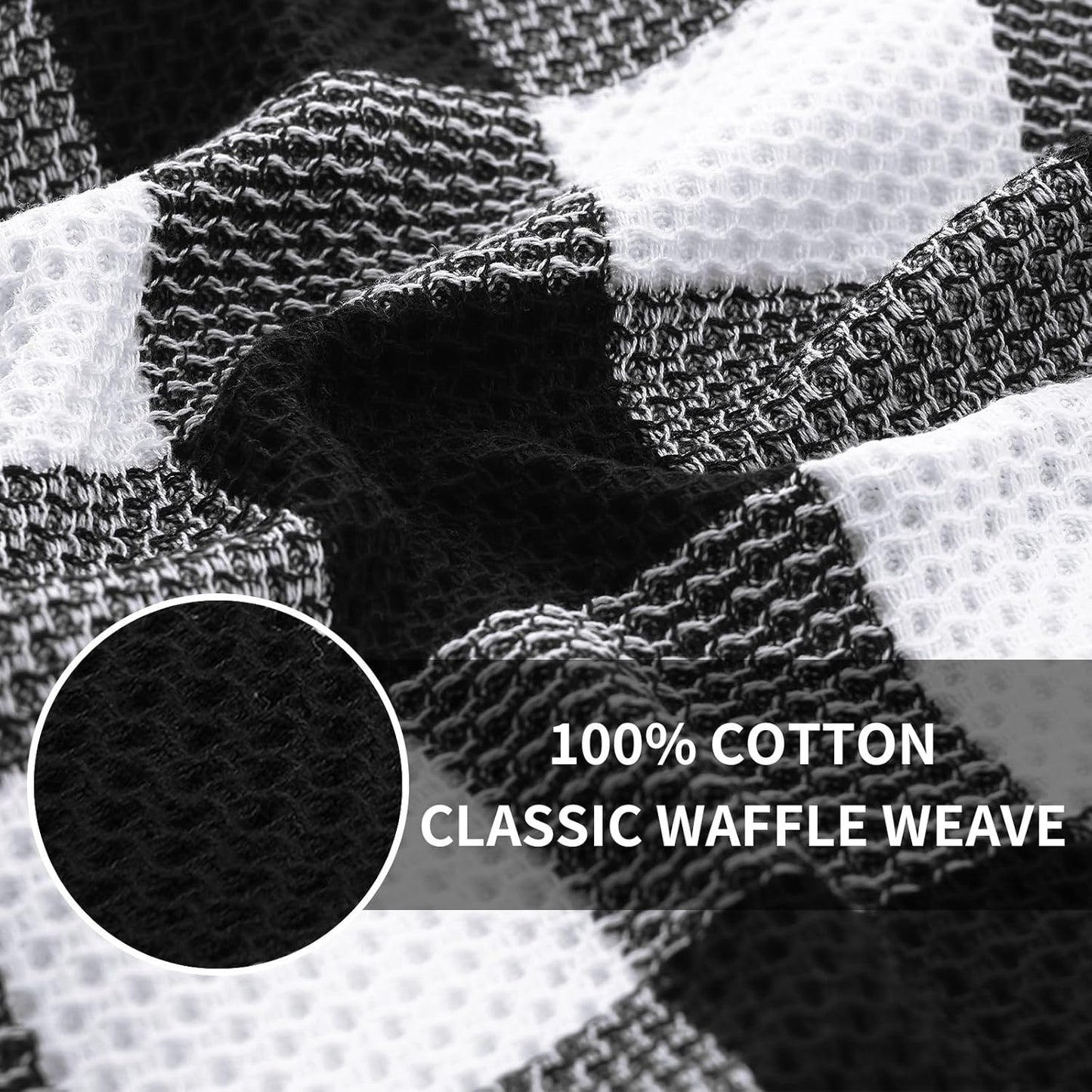 Homaxy 12 Pack Kitchen Dish Cloths (10 x 10 Inches, Grey) Kitchen Towels and Dishcloths Set, 12 x 12 and 13 x 28 Inches White & Black