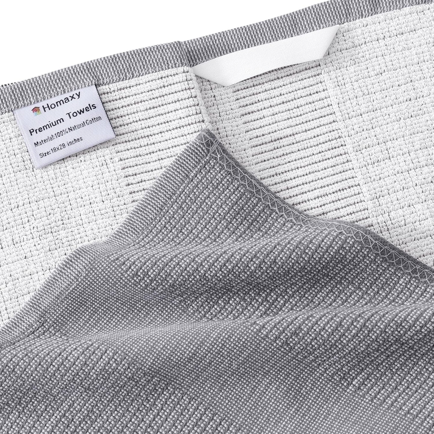 Homaxy 100% Cotton Dish Cloths, 8 Pack - 12 x 12 Inches, Black and Flat and Terry Dish Towels(18”x 28”, 6 Pack), Large Cotton Kitchen Hand Towels