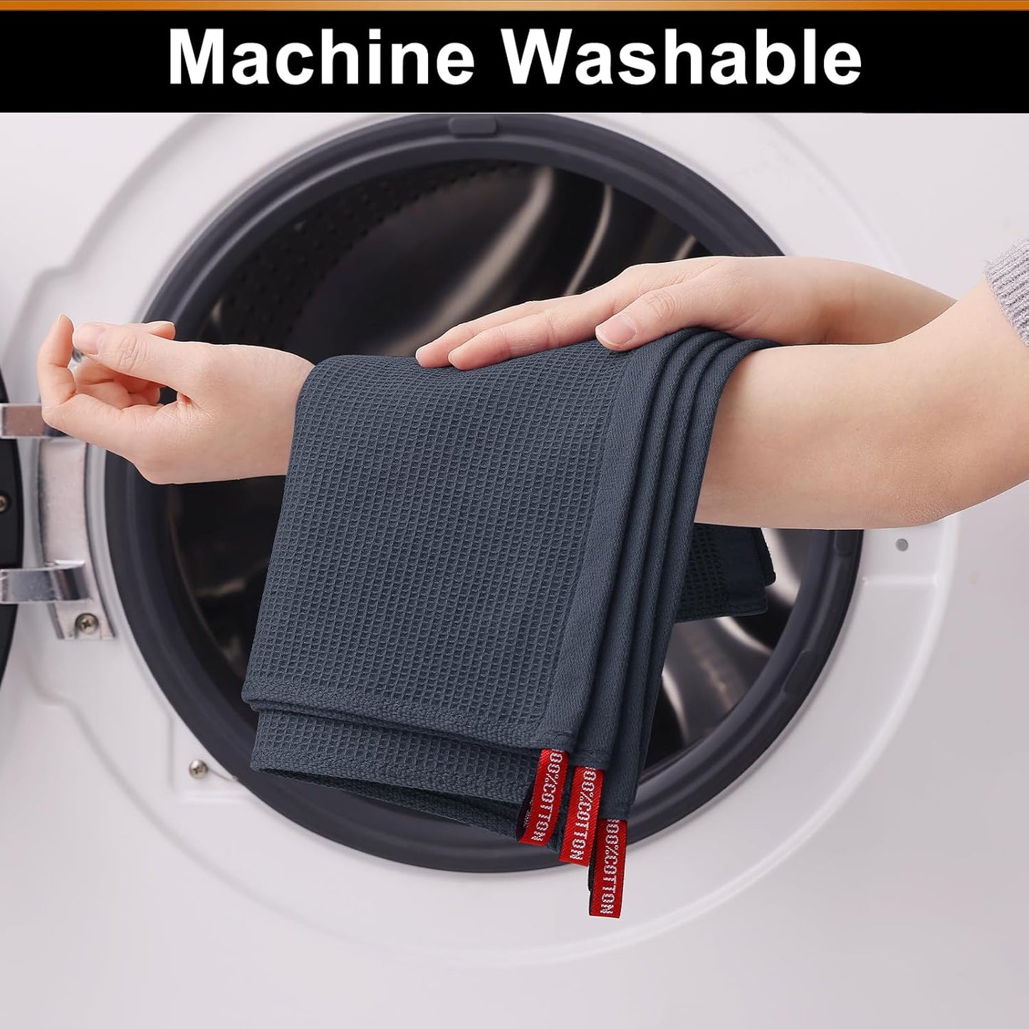 Homaxy Kitchen Towels and Dishcloths Set, 12 x 12 Inches and 18 x 28 Inches, Set of 12 Bulk Cotton Kitchen Towels Set, Ultra Soft Absorbent Dish Towels for Washing Dishes, Grey & Dark Grey