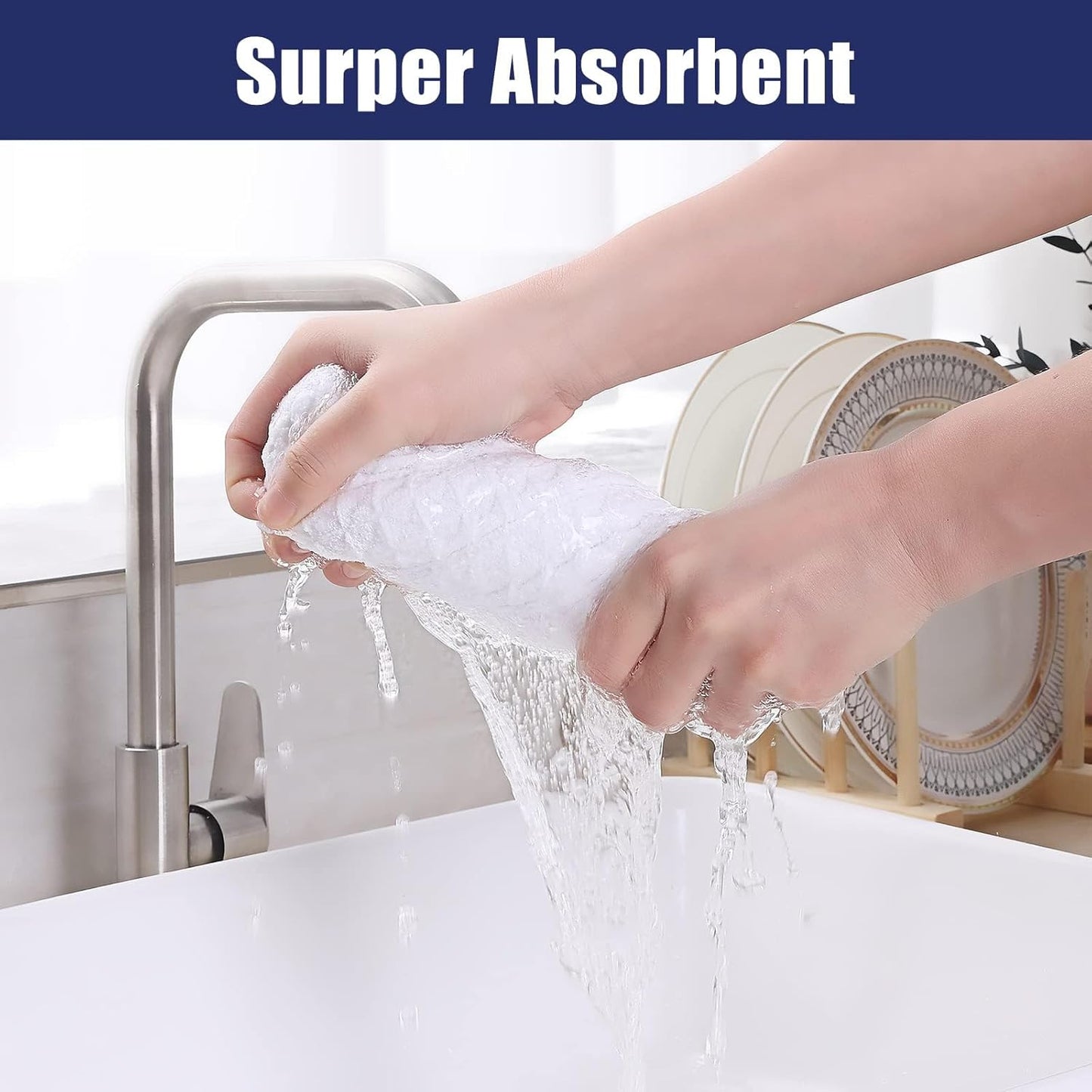 Homaxy Kitchen Towels, 16 x 28 Inches and 13 x 28 Inches, Set of 10 Bulk Cotton Kitchen Towels Set, Ultra Soft Absorbent Dish Towels for Washing Dishes, White
