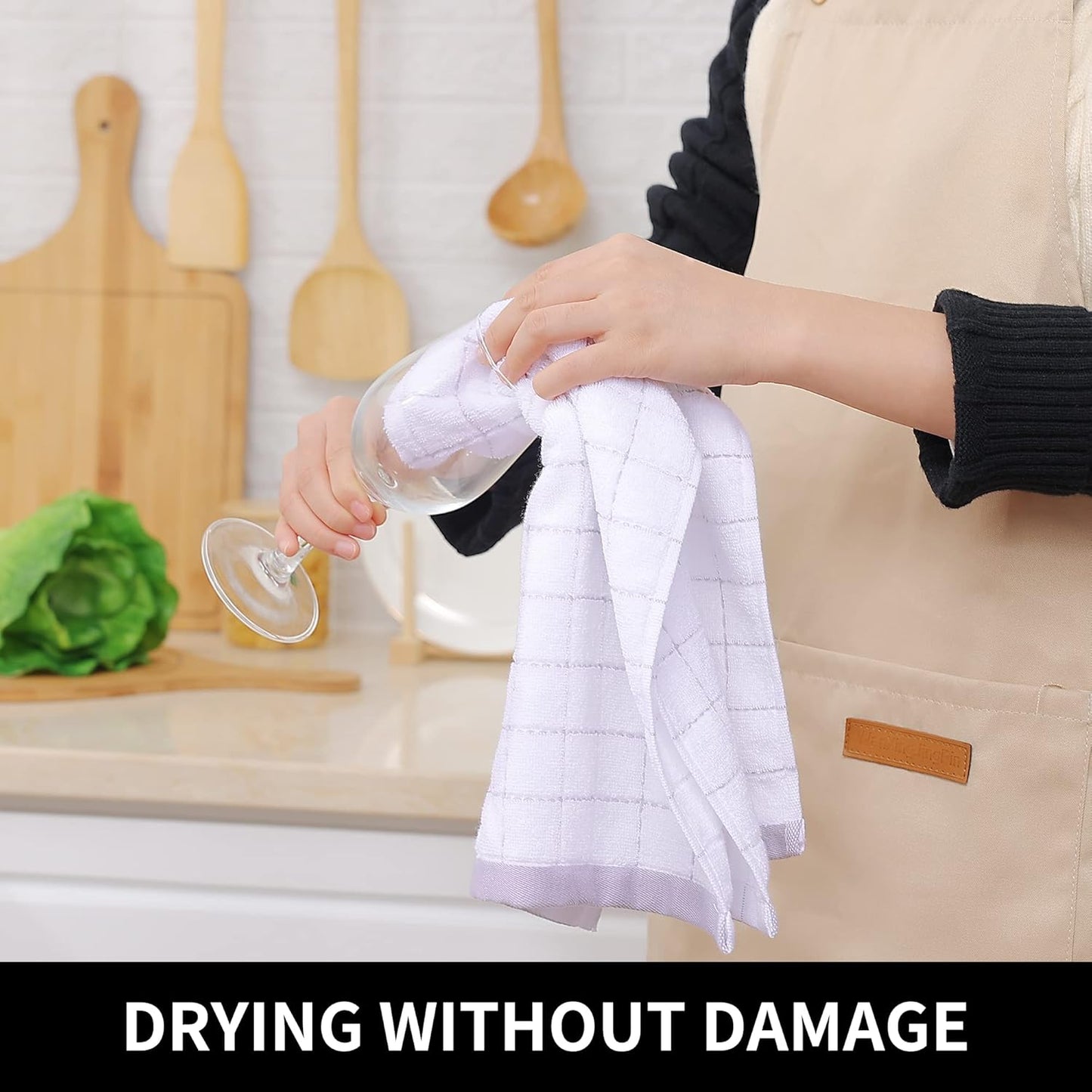 Homaxy Kitchen Towels, 16 x 28 Inches and 13 x 28 Inches, Set of 10 Bulk Cotton Kitchen Towels Set, Ultra Soft Absorbent Dish Towels for Washing Dishes, White