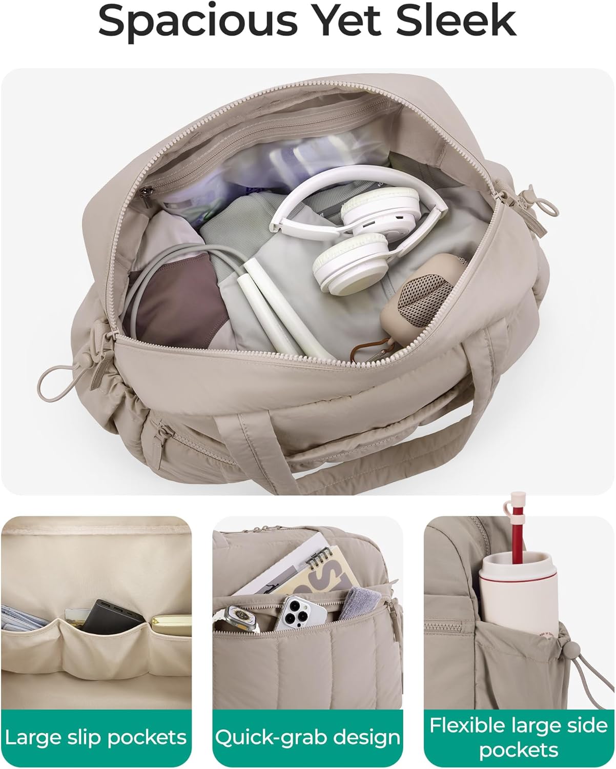 Gym Bag for Women, Duffle Bag for Travel with Wet Pocket, Lightweight Carry on Weekender Duffel, Water Resistant