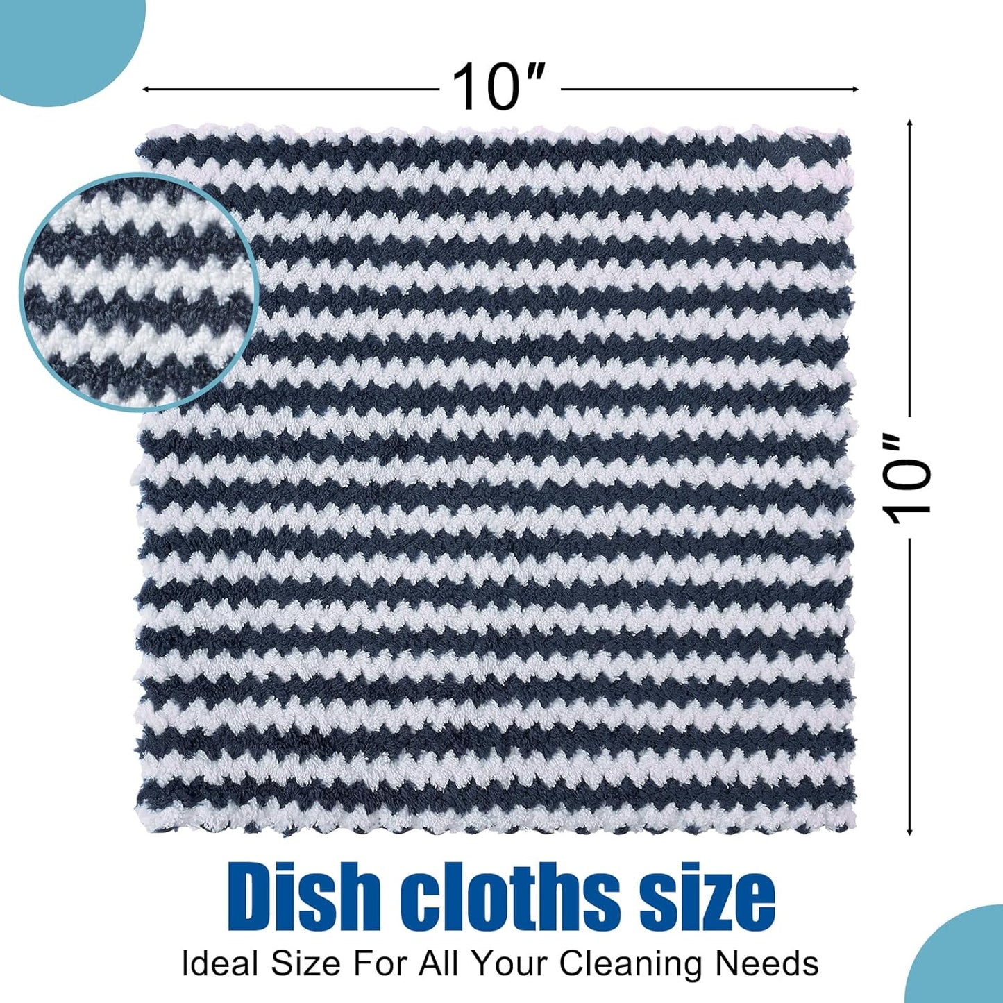 Homaxy 100% Cotton Kitchen Dish Cloths(12x12 Inches, 6 Pack) and Coral Velvet Kitchen Dish Cloths(10 x 10 inch,12 Pack), Reusable Fast Drying Microfiber Cleaning Cloth, Dark Grey