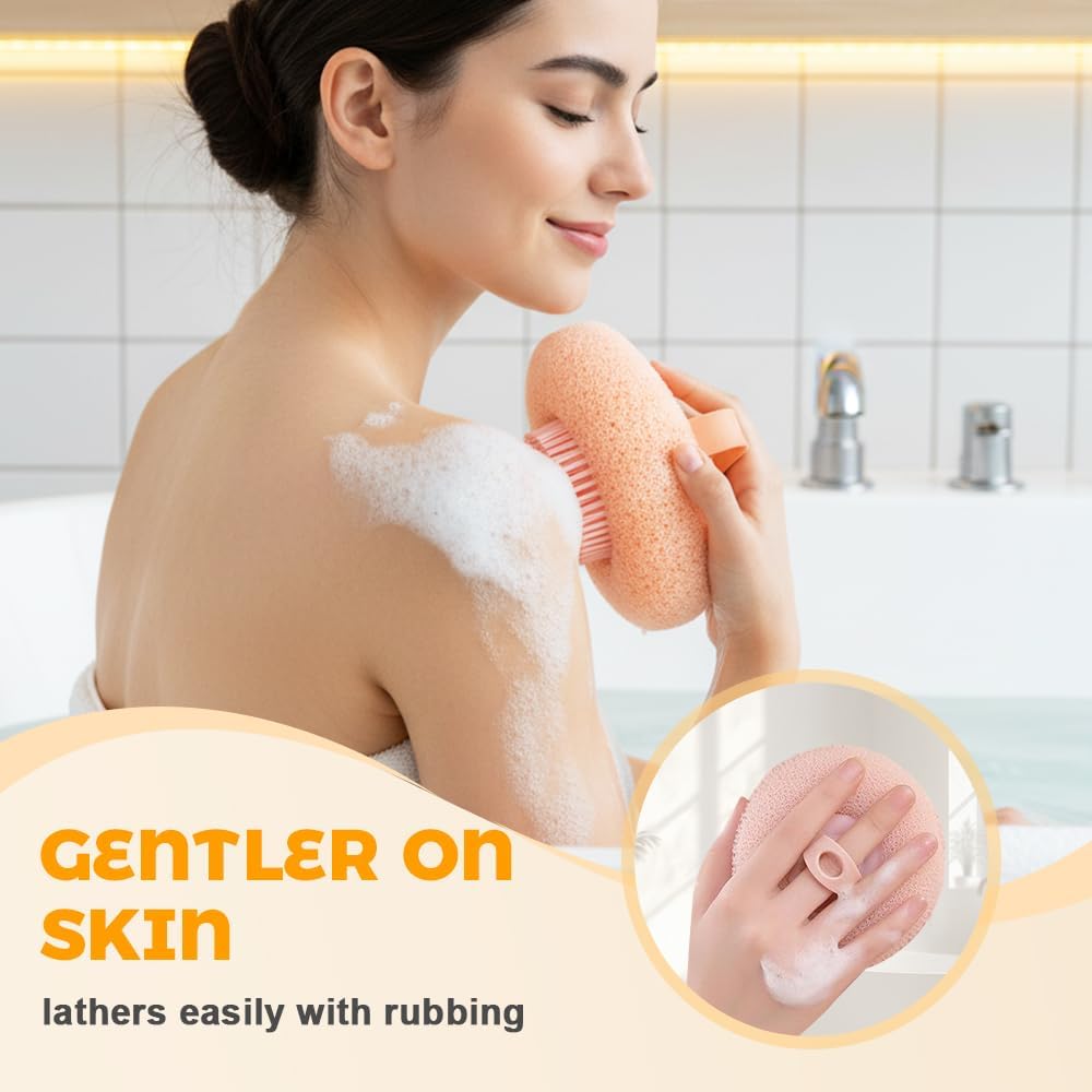 Super Soft Sunflower Suction Cup Bath Ball, 2026 New Exfoliating Bath Bath Sponge Cleaning Brush with Finger Rings for Women and Men (Set, 4 pcs)