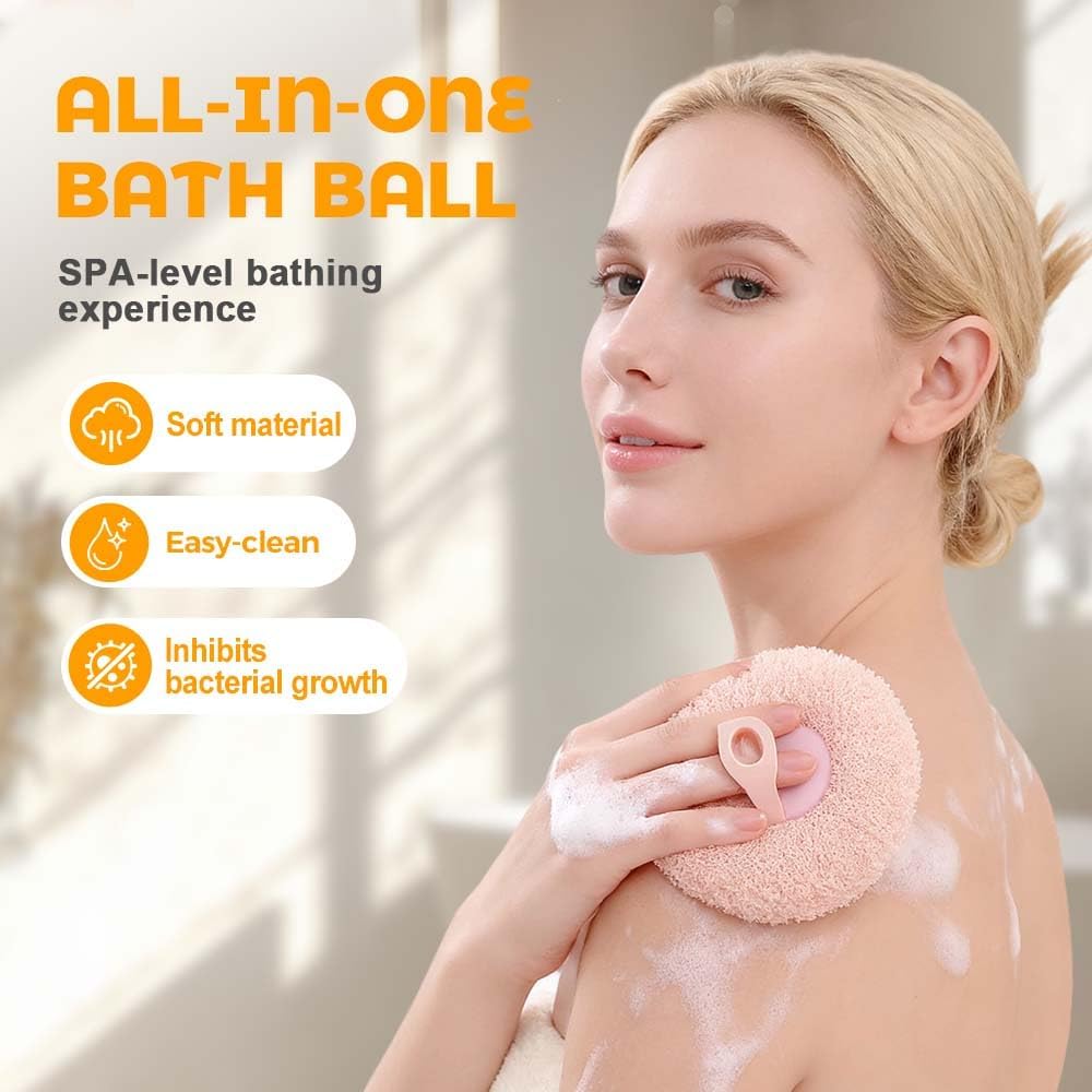 Super Soft Sunflower Suction Cup Bath Ball, 2026 New Exfoliating Bath Bath Sponge Cleaning Brush with Finger Rings for Women and Men (Set, 4 pcs)