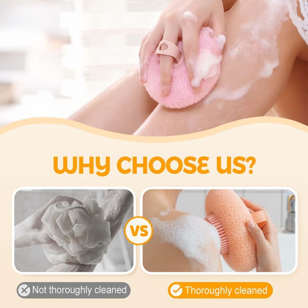 Super Soft Sunflower Suction Cup Bath Ball, 2026 New Exfoliating Bath Bath Sponge Cleaning Brush with Finger Rings for Women and Men (Set, 4 pcs)