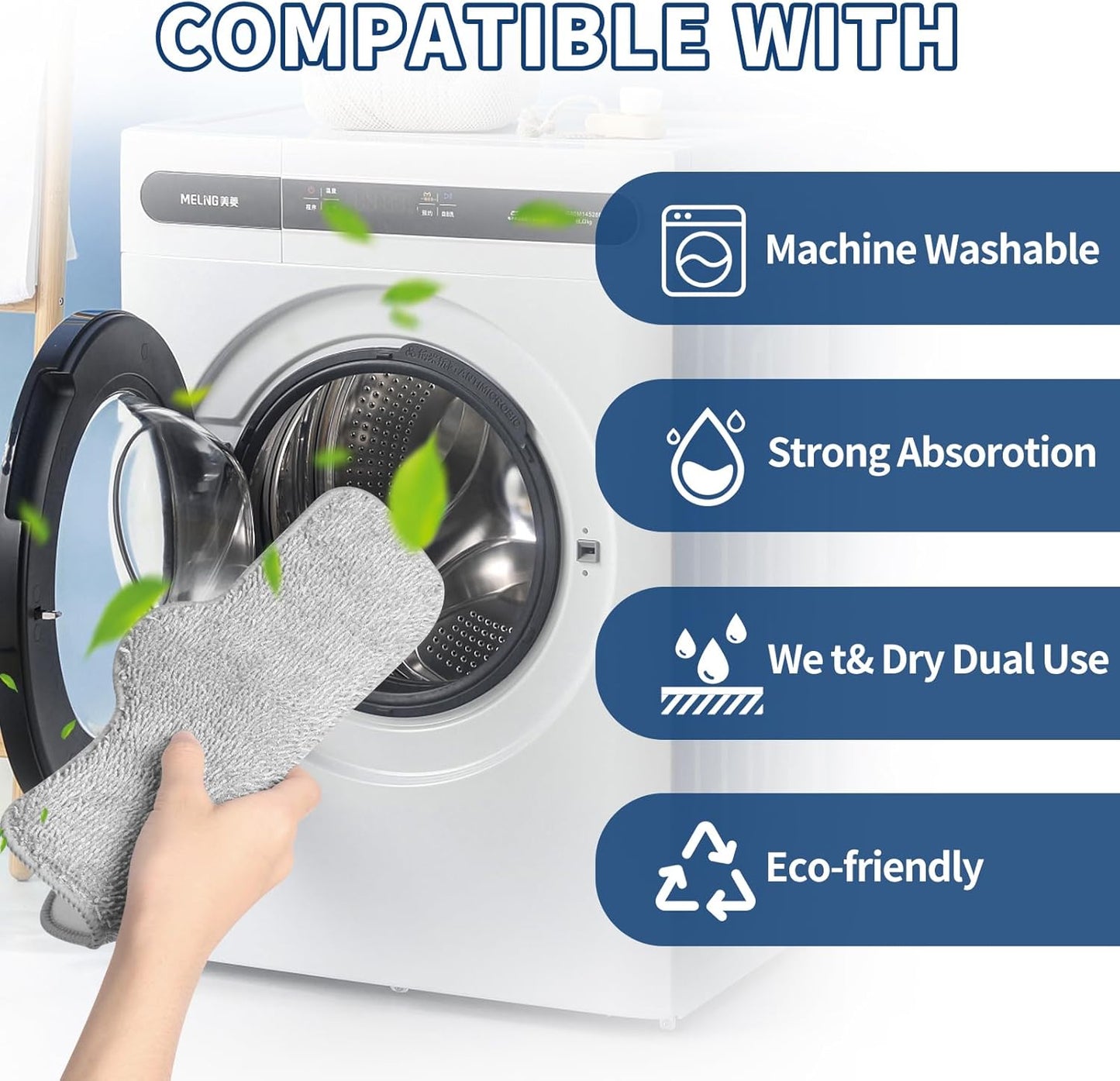 Steam Mop Pads Compatible with ScrubWiz & LABIGO Steam Mop Cleaner - Washable and Reusable Microfiber Replacement Mop Pads for Cleaning Floors and Carpets, 4 Pack