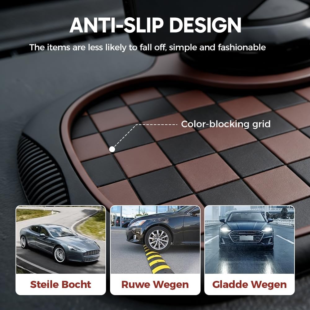 Mobile Phone Bracket Anti-Slip Mat, Multifunction Car Dashboard Mat with Temporary Parking Number, Large Universal Fit Anti-Slip Mat for Phones, Sunglasses and Keys Gadget (Black-Gray)