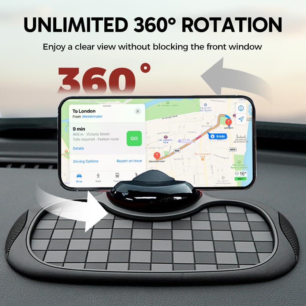 Mobile Phone Bracket Anti-Slip Mat, Multifunction Car Dashboard Mat with Temporary Parking Number, Large Universal Fit Anti-Slip Mat for Phones, Sunglasses and Keys Gadget (Black-Gray)
