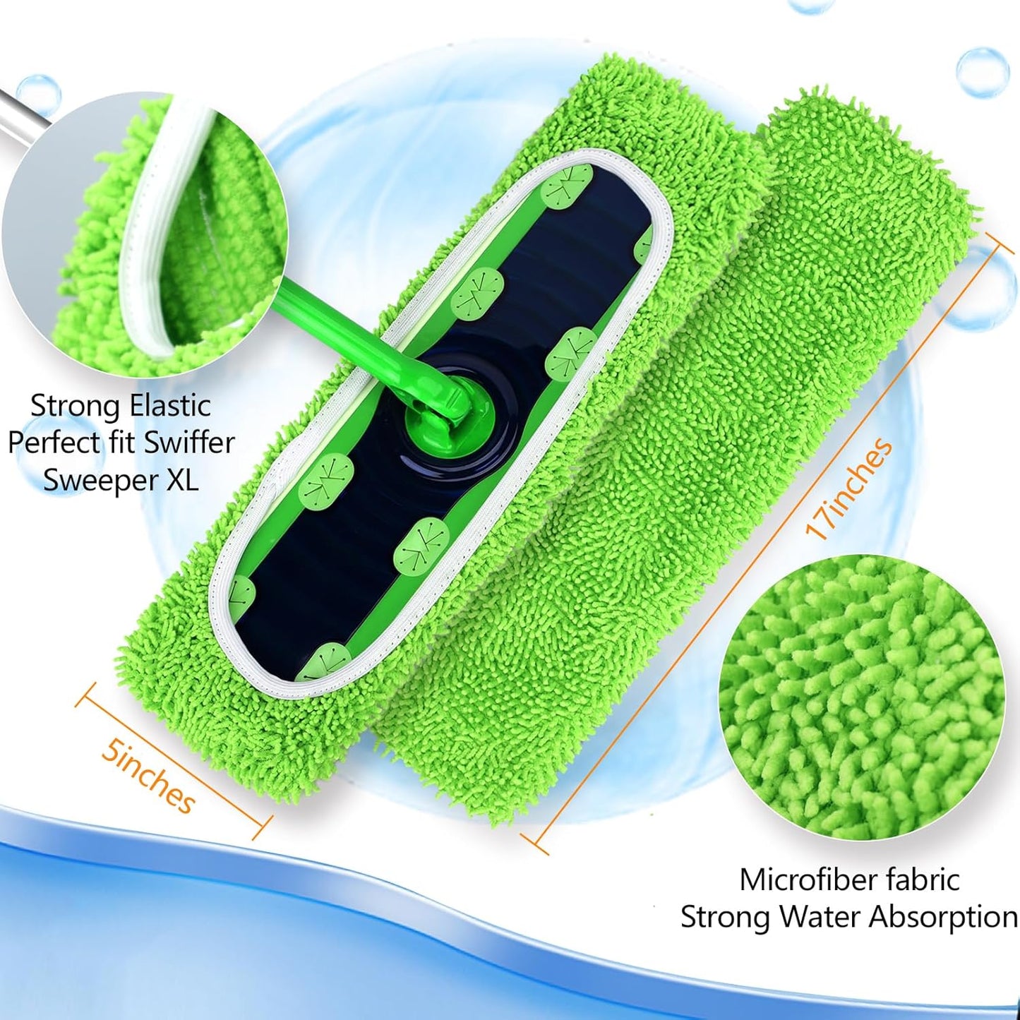 Reusable Microfiber Mop Pads Compatible with Swiffer Sweeper- 4 Pack & 2 Pack Dry & Wet XL Pads (Mop is not Included)