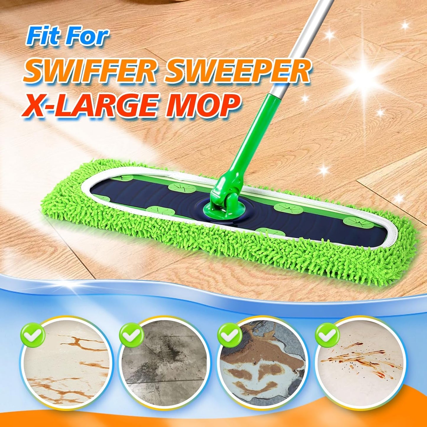 30 Count Disposable XL Dry Sweeping Cloths + 2 Pack Reusable Microfiber Mop Pads for Swiffer Sweeper XL Mop (Mop is not Included)