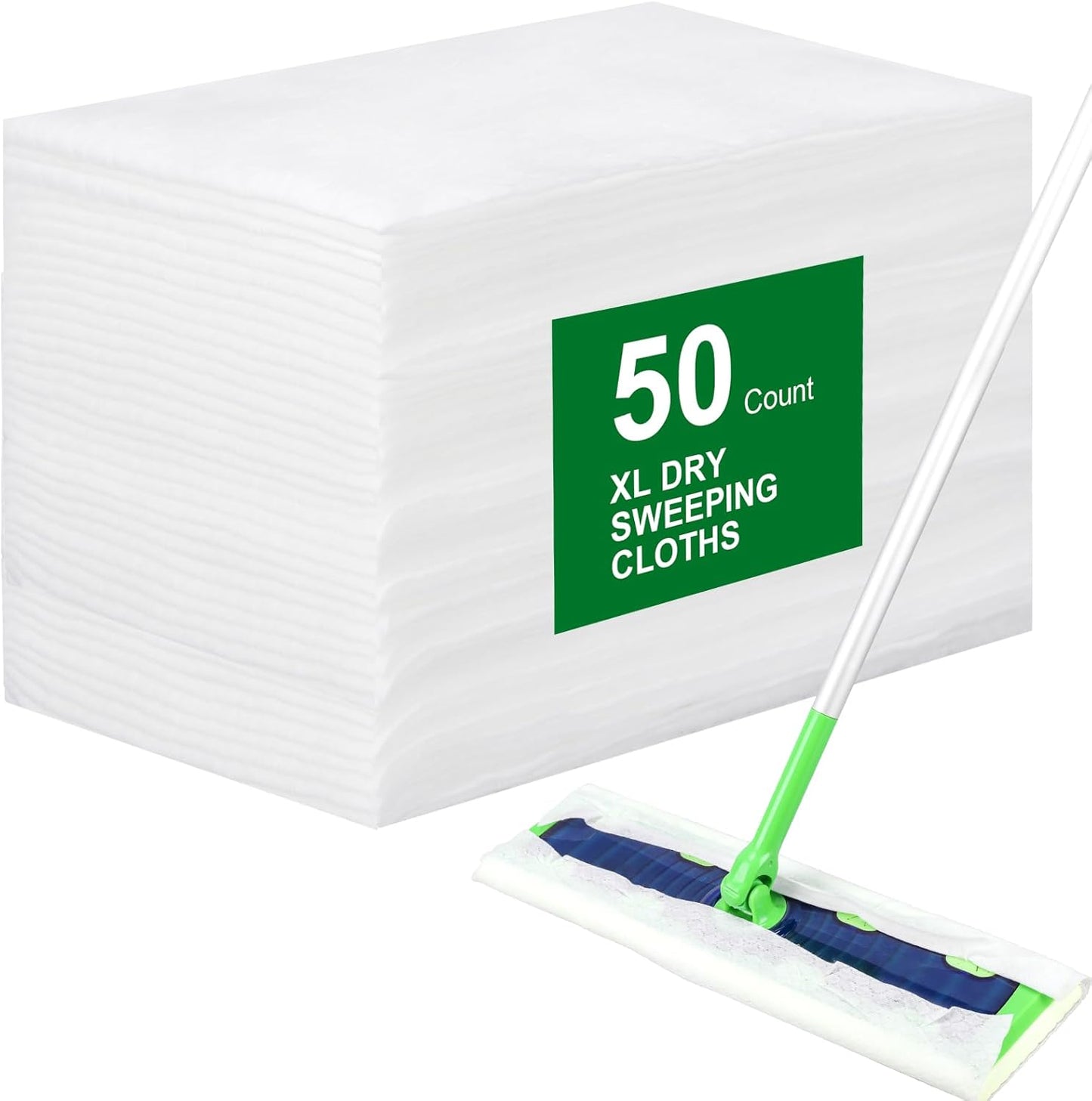 50 Count Disposable XL Dry Sweeping Cloths + 4 Pack Reusable Microfiber Mop Pads for Swiffer Sweeper XL Mop (Mop is not Included)