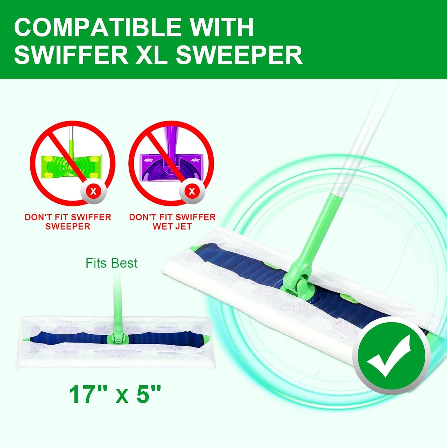 50 Count Disposable XL Dry Sweeping Cloths + 6 Pack Reusable Microfiber Mop Pads for Swiffer Sweeper XL Mop (Mop is not Included)