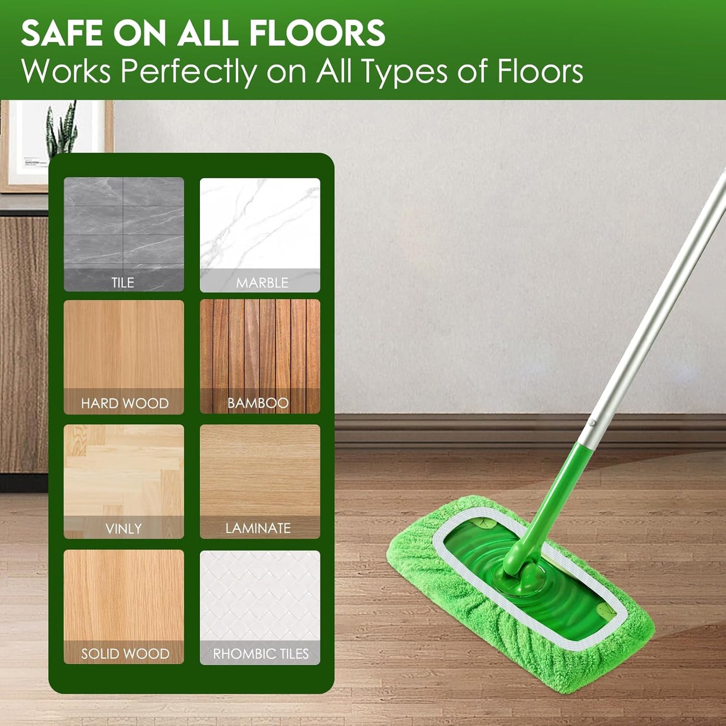 4+6 Pack Reusable Microfiber Mop Pads Compatible with Swiffer Sweeper- Dry Sweeping Cloths & Wet Mopping Cloths - Washable Wet Pads Refill for Mopping Floors (Mop is not Included)