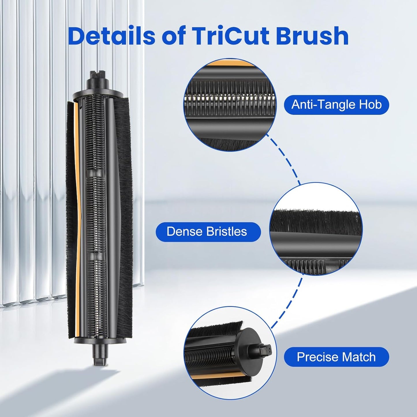 TriCut Brush for Dreame X40 Ultra/X30 Ultra/L40 Ultra/L30 Ultra/L20 Ultra/X40 Master/L10s Ultra/L10s Pro Ultra Robot Vacuum,MOVA S10/S10 Plus/P50/P50 Pro/P10/P10 Pro Ultra Detangle Brush for all Floor