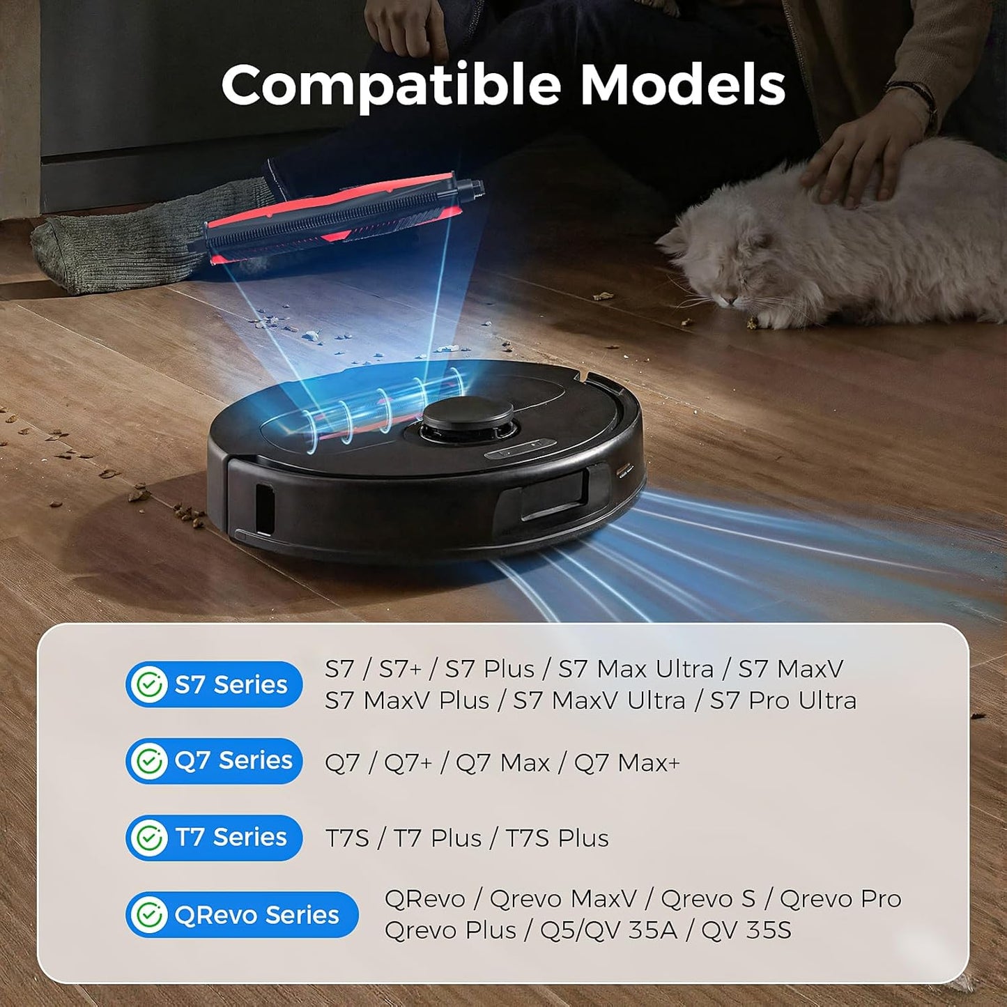 TriCut Brush for Roborock S7/S7 Plus/S7 MaxV/S7 MaxV Plus/S7 MaxV Ultra/S7 Pro Ultra/QV35A/QV35S/Q5/Qrevo Series/Q Revo/Qrevo Pro/Qrevo Plus/Q7 Series/T7S Series Robot Vacuum, Hair-Detangle Main Brush