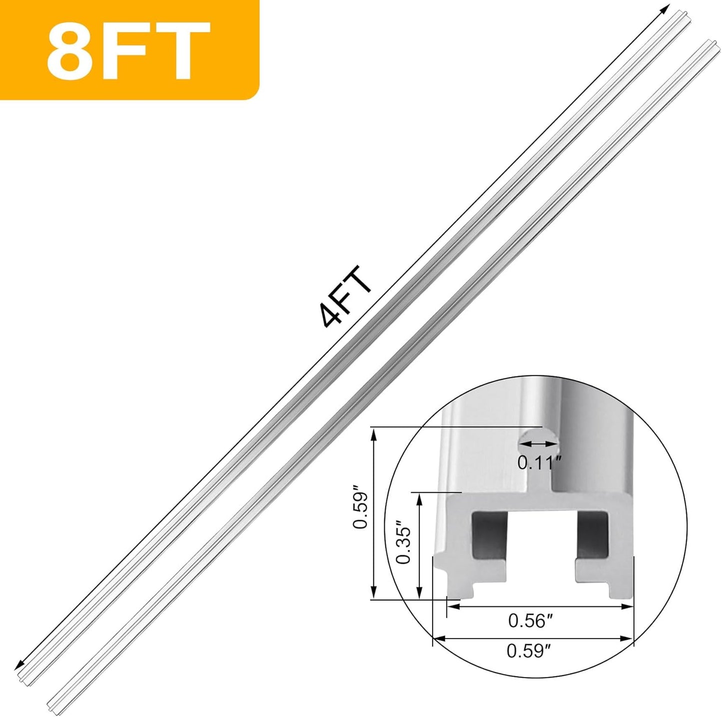 Xadnitu 96" in 2 Sections of 48" Aluminum Sliding Screen Door Track, Sliding Door Bottom Track for Screen Doors Guide or Replacement