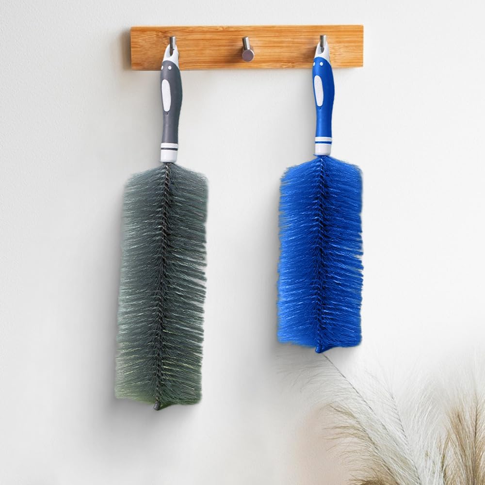 Fan Cleaner Brush, 2025 New Bendable Dusting Brush for Electric and Blind, Reusable Microfiber Dust Collector, Non-disassembly Cleaning (Blue)