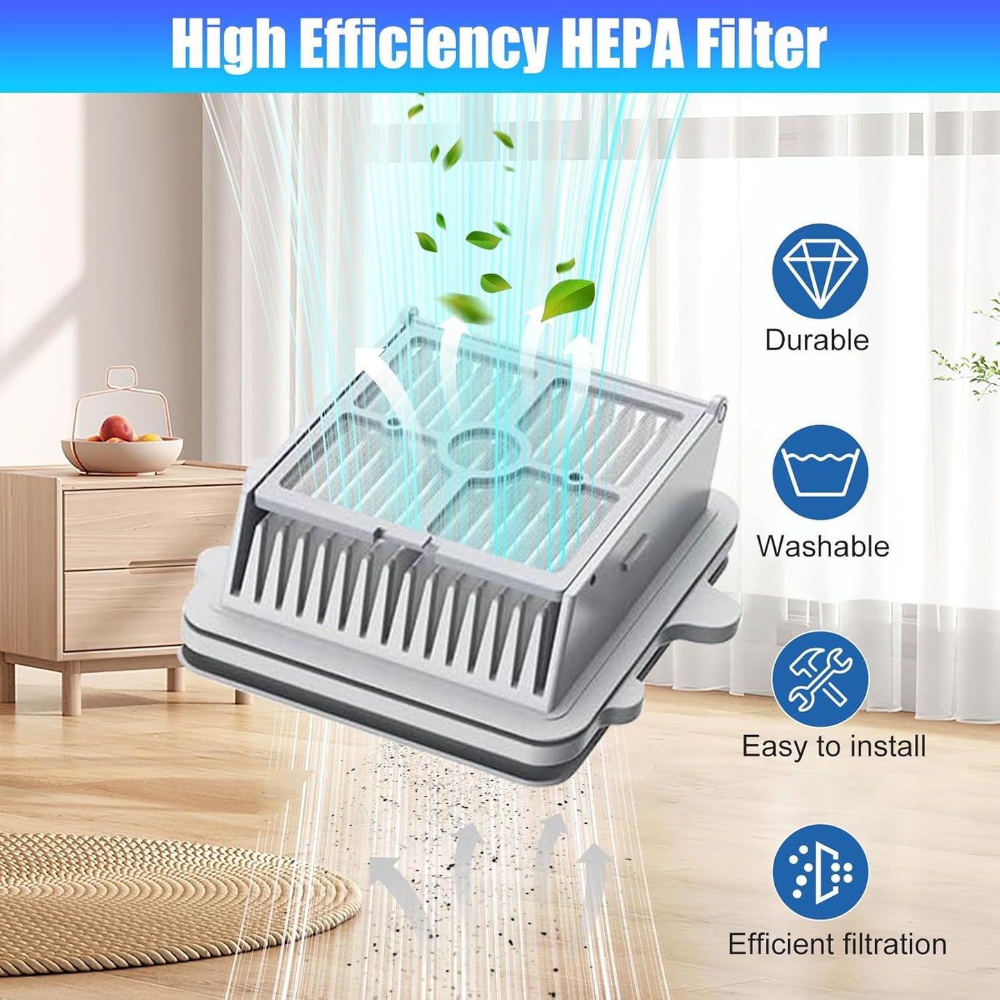 F25 Series Roller Brushes and HEPA Filters Compatible with Roborock F25, F25 ACE, F25 ALT, F25 LT, F25 RT, F25 GT Wet Dry Vacuum Cleaner-6 Pack