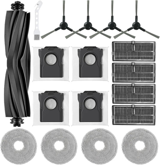 Replacement Parts Kits for Dreame L10s Ultra Gen 2/ L10s Pro Ultra Heat/ X30 Ultra/Mova E30 Ultra Vacuum Cleaners 1 Brush Roll 4 Side Brushes 4 Mops 4 Filters 4 Dust Bags with Cleaning Tool Brush