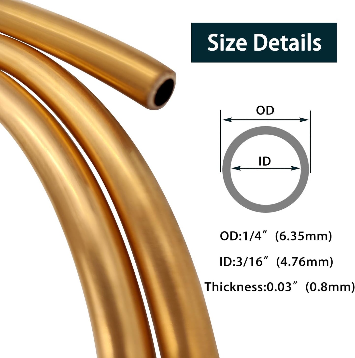 Copper Tubing, 1/4" OD × 3/16" ID 5FT Length Refrigeration Soft Coil Seamless Round Tubing for DIY Handicrafts, Jewelry, Crafts＆Indtry