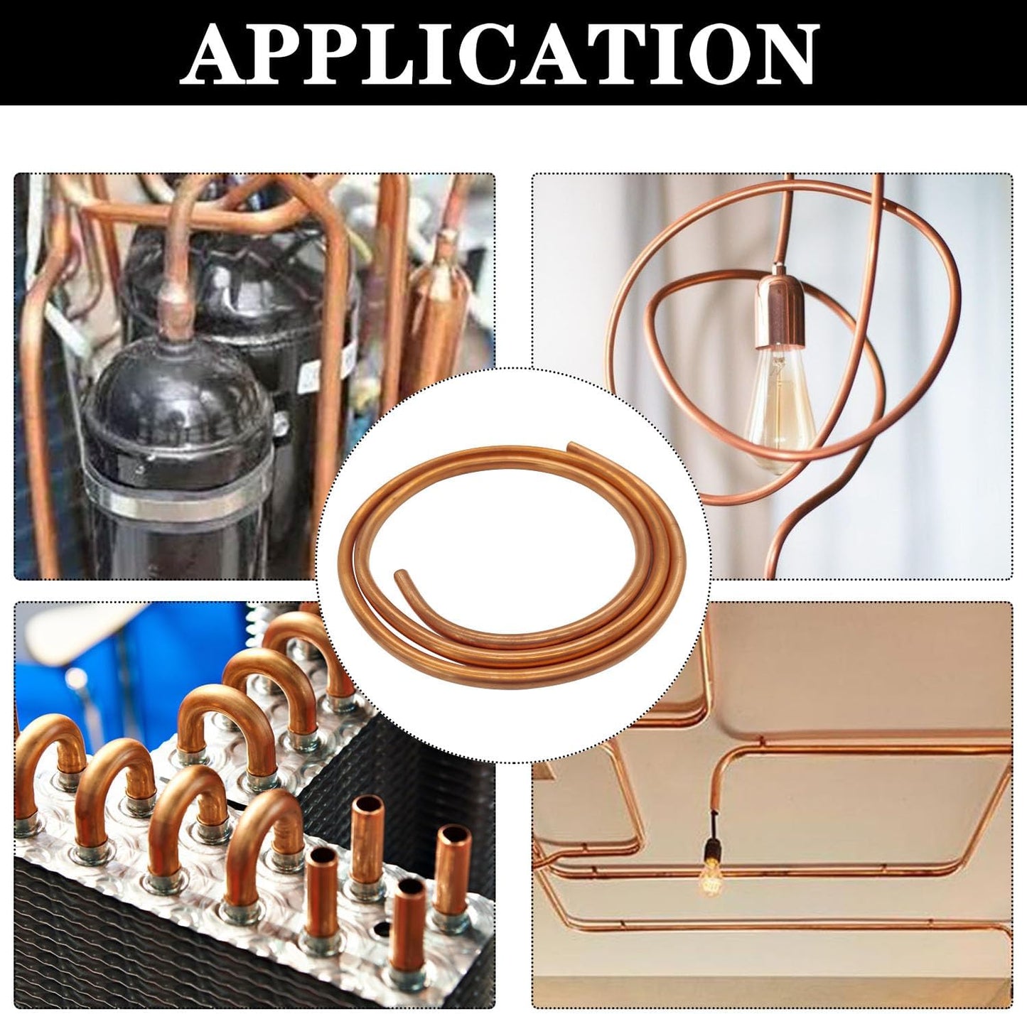 Copper Tubing, 1/4" OD × 3/16" ID 5FT Length Refrigeration Soft Coil Seamless Round Tubing for DIY Handicrafts, Jewelry, Crafts＆Indtry