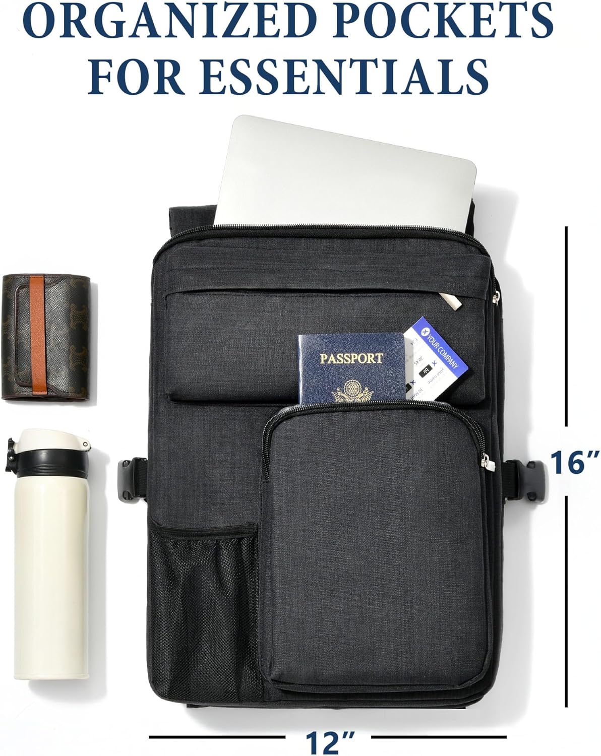 Over Luggage Organizer for Suitcase, Luggage Harness with Cup Holder, Portable Travel Backpack with Adjtable Straps, Hanging Suitcase Organizer for 16" Laptop, Passport