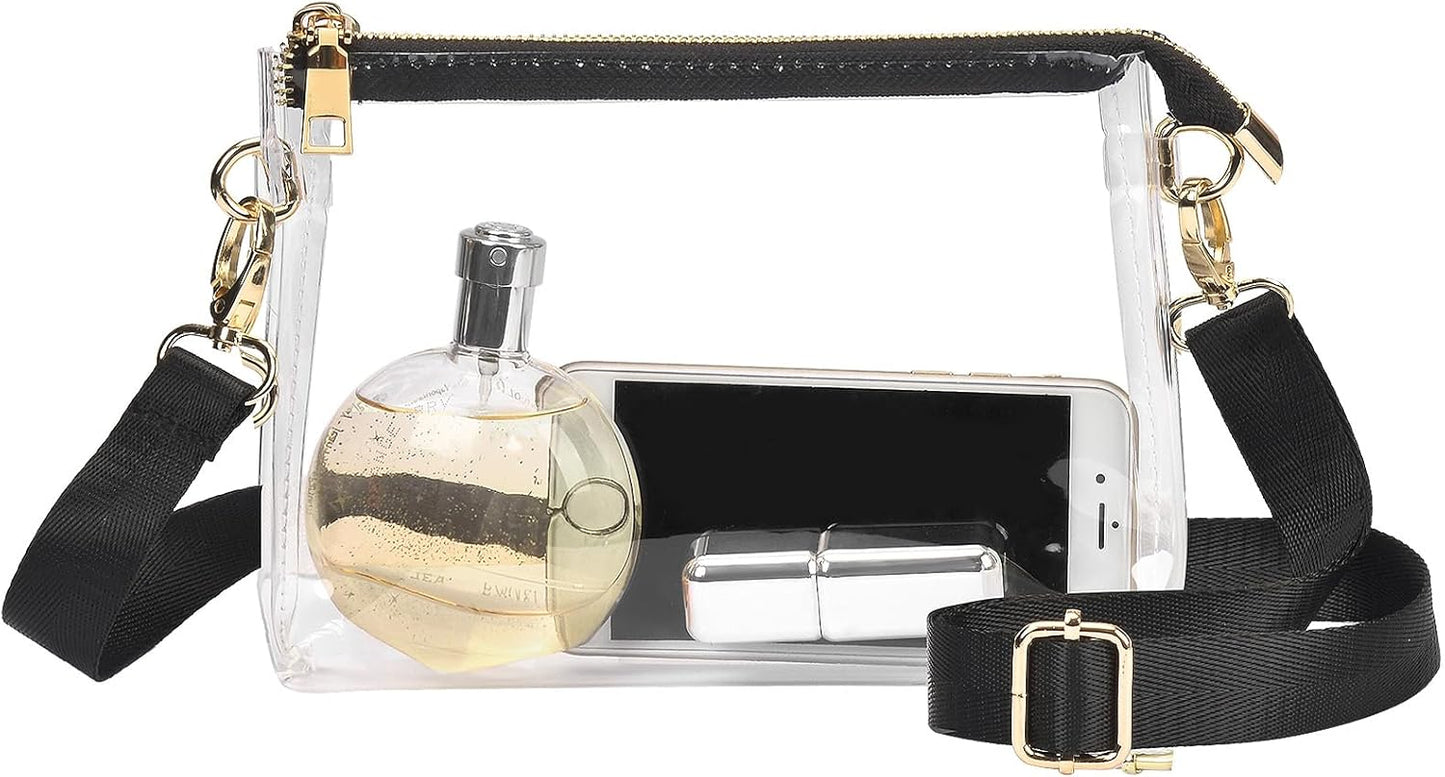 Clear Purse for Women Stadium Approved, Clear Bag for Stadium Events with Zipper, Crossbody Bag for Concerts Sports