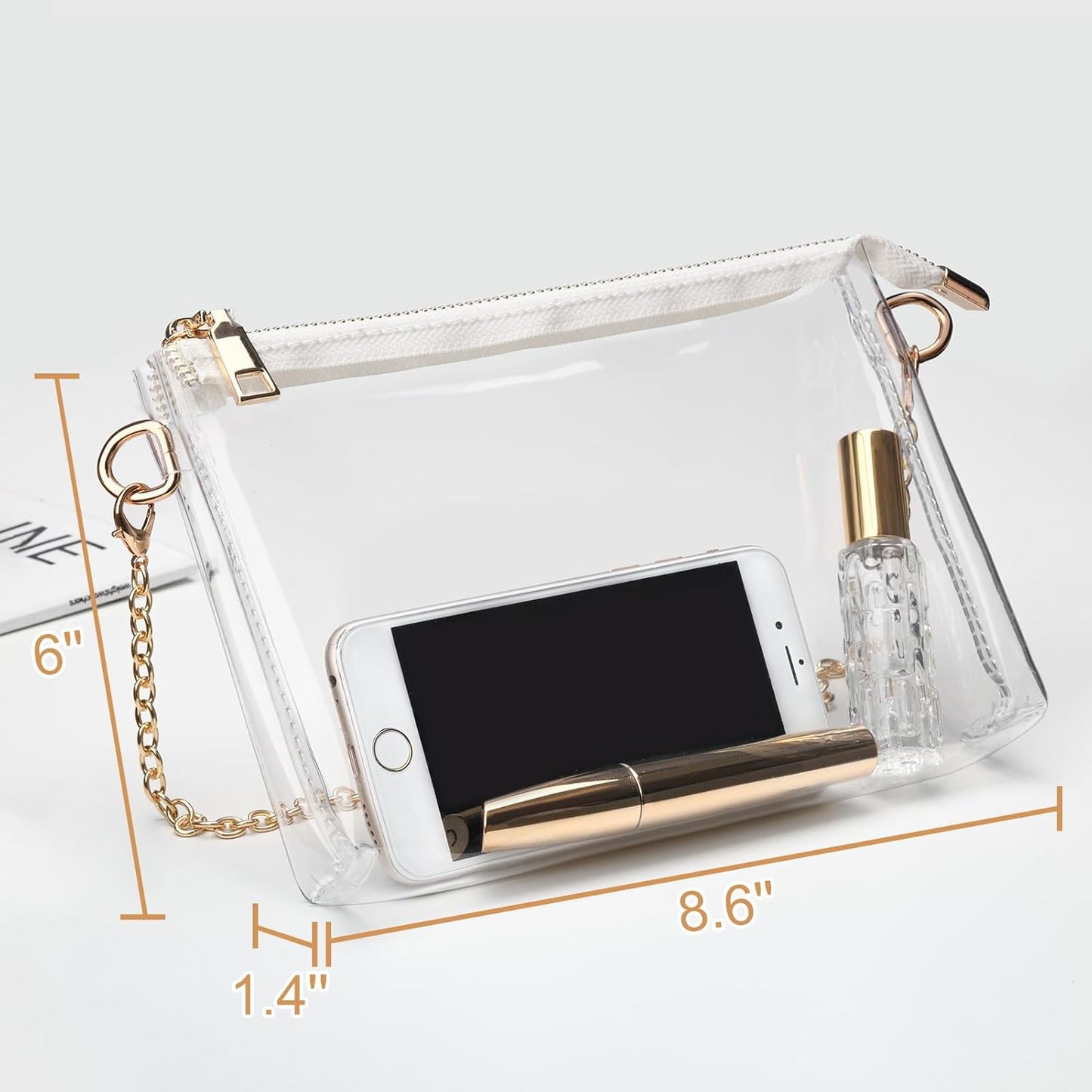 Clear Purse for Women Stadium Approved, Clear Bag for Stadium Events with Zipper, Crossbody Bag for Concerts Sports