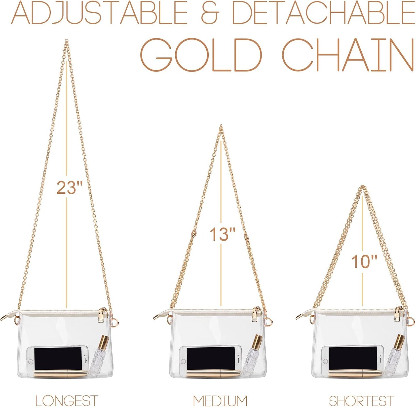 Clear Purse for Women Stadium Approved, Clear Bag for Stadium Events with Zipper, Crossbody Bag for Concerts Sports